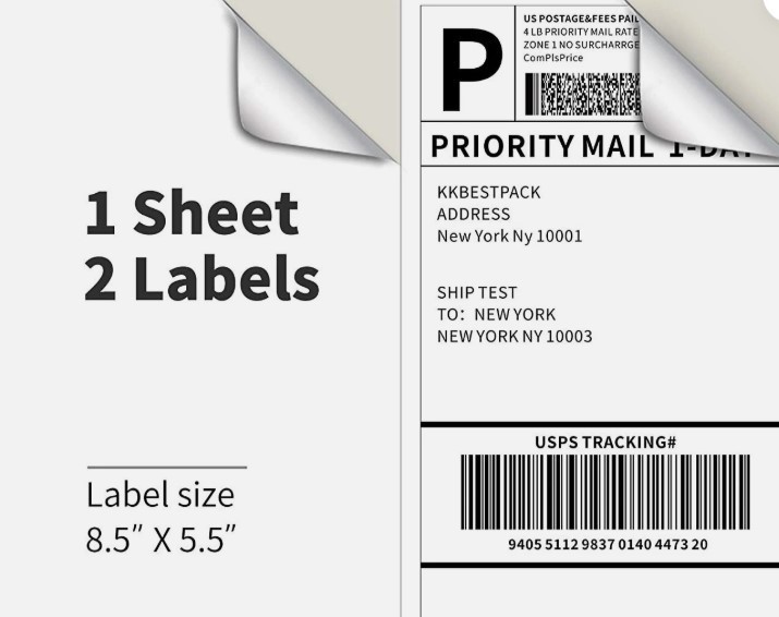 1000 Value 8.5″ X 5.5″ Half Sheet Self Adhesive Shipping Labels 2 Per Sheet