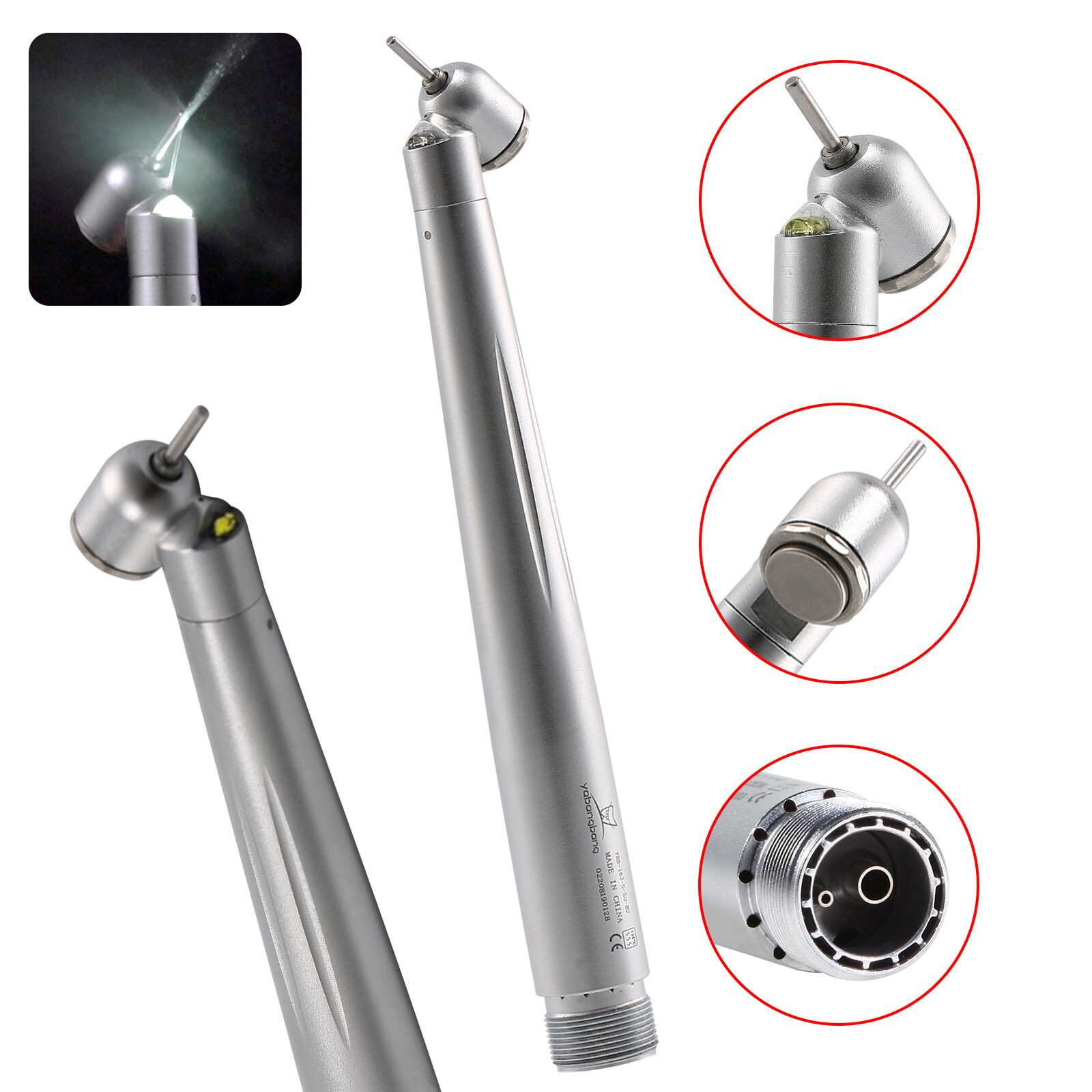 1-10 Pieza de Mano Dental de Fibra Óptica Estilo NSK Turbina 45° LED 2 Agujeros