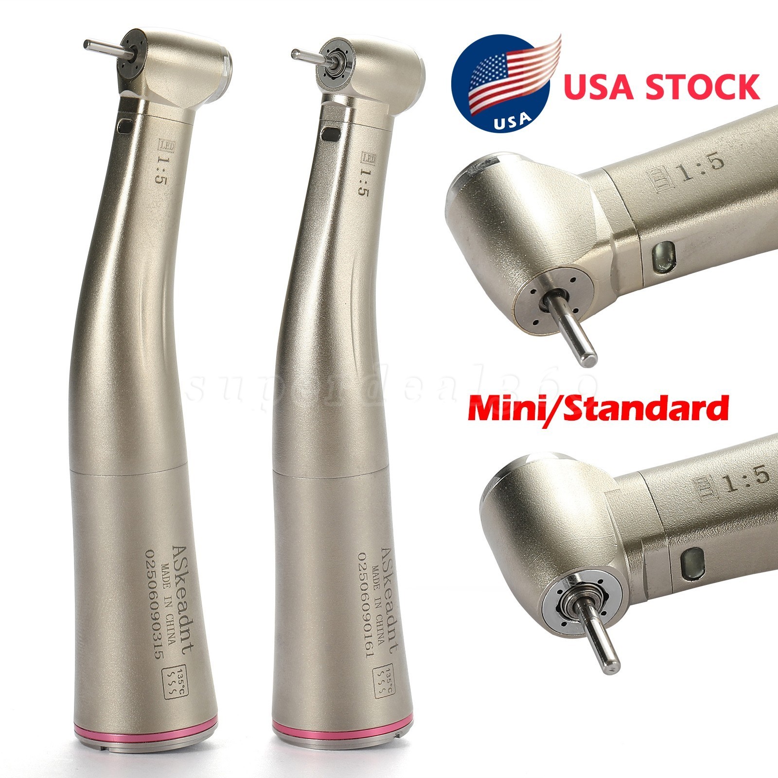 Dental 1:5 LED Contra Angle Low Speed Handpiece Increasing Inner Channel For NSK