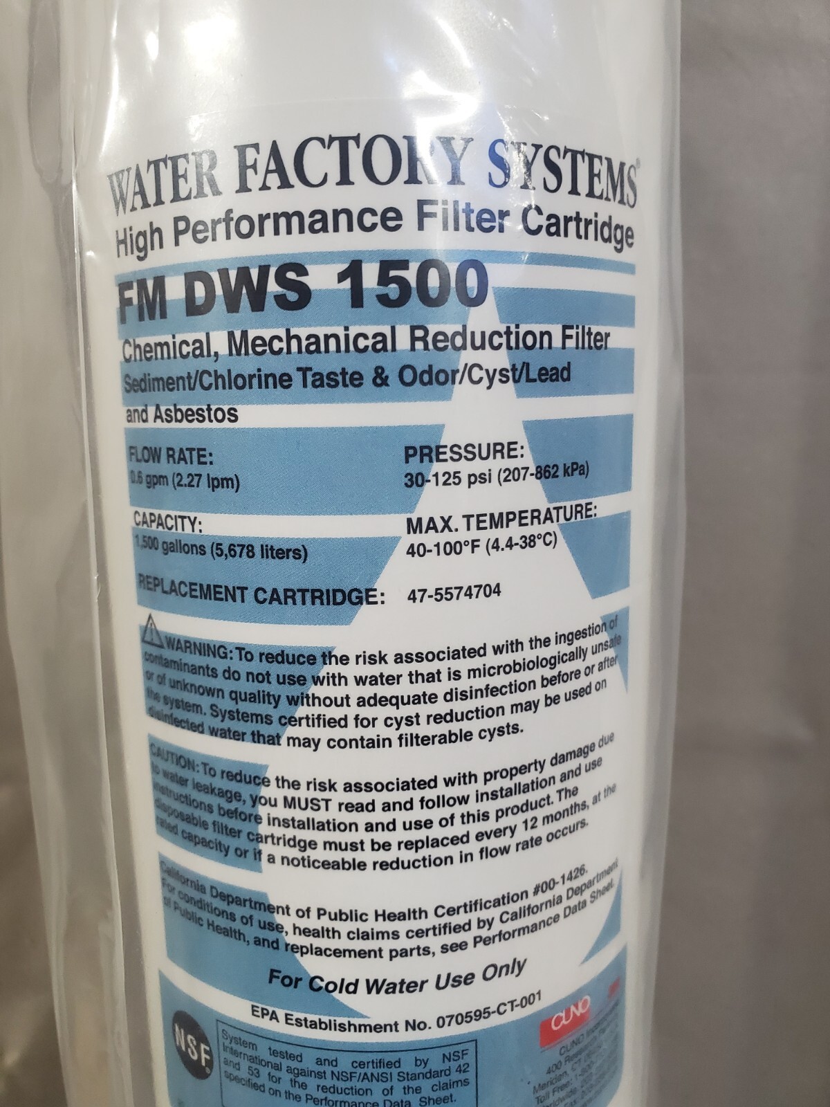 3M™ CUNO FaucetMATE® Water Factory Systems® FM DWS 1500 Drinking Water Kit – NEW