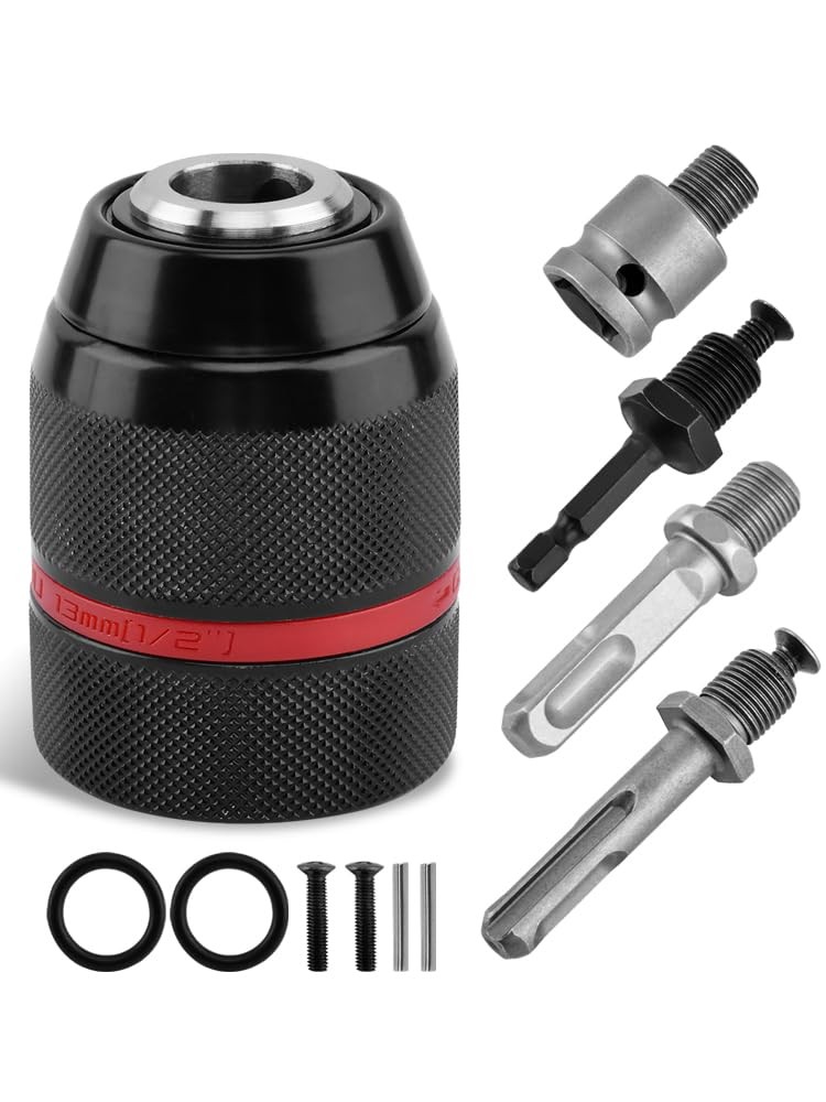 1/2 To 3/8 Impact Adapter, Keyless Drill Chuck 1/220unf Mount 1.513mm SelfTig…