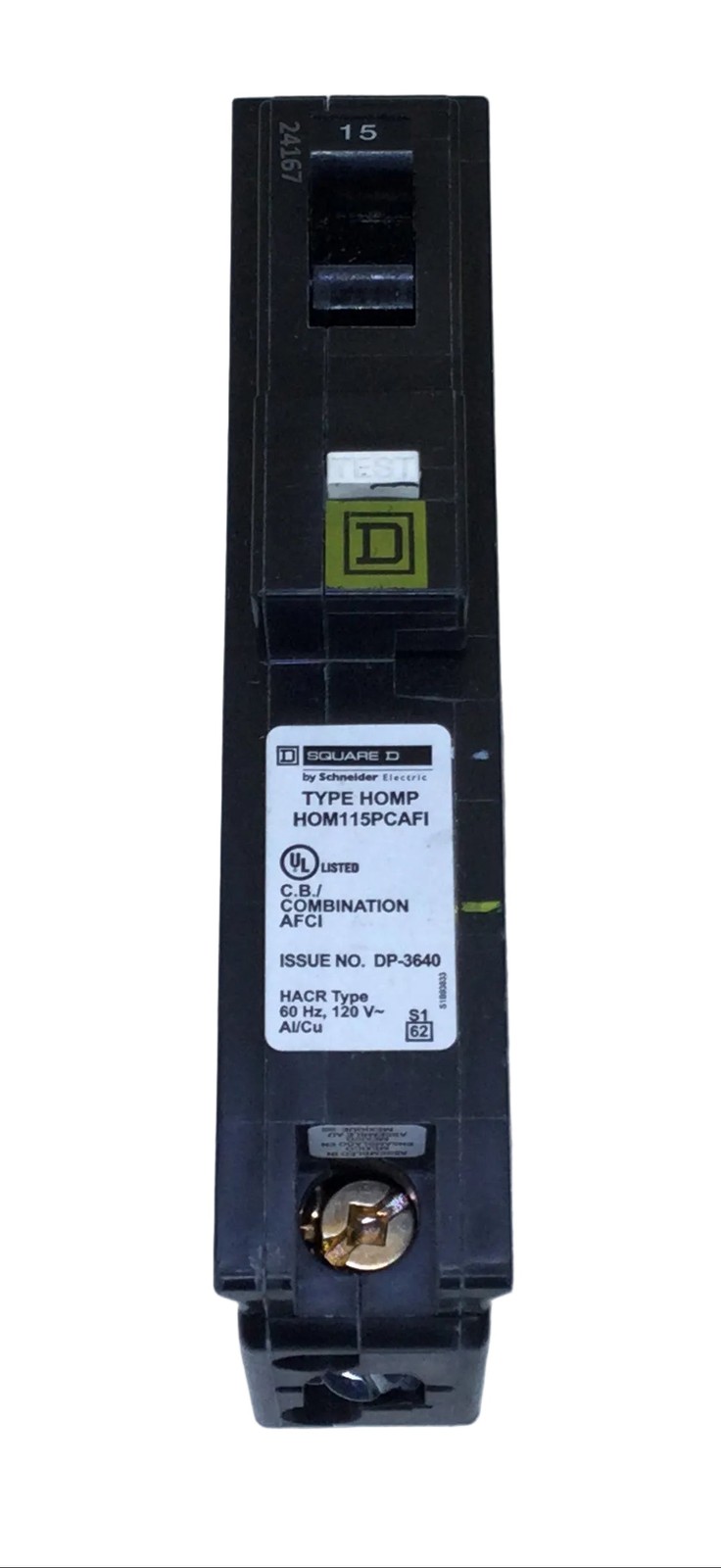 Square D HOM115PCAFI 15 Amp 1 Pole 120V Combo Arc Fault Circuit Breaker