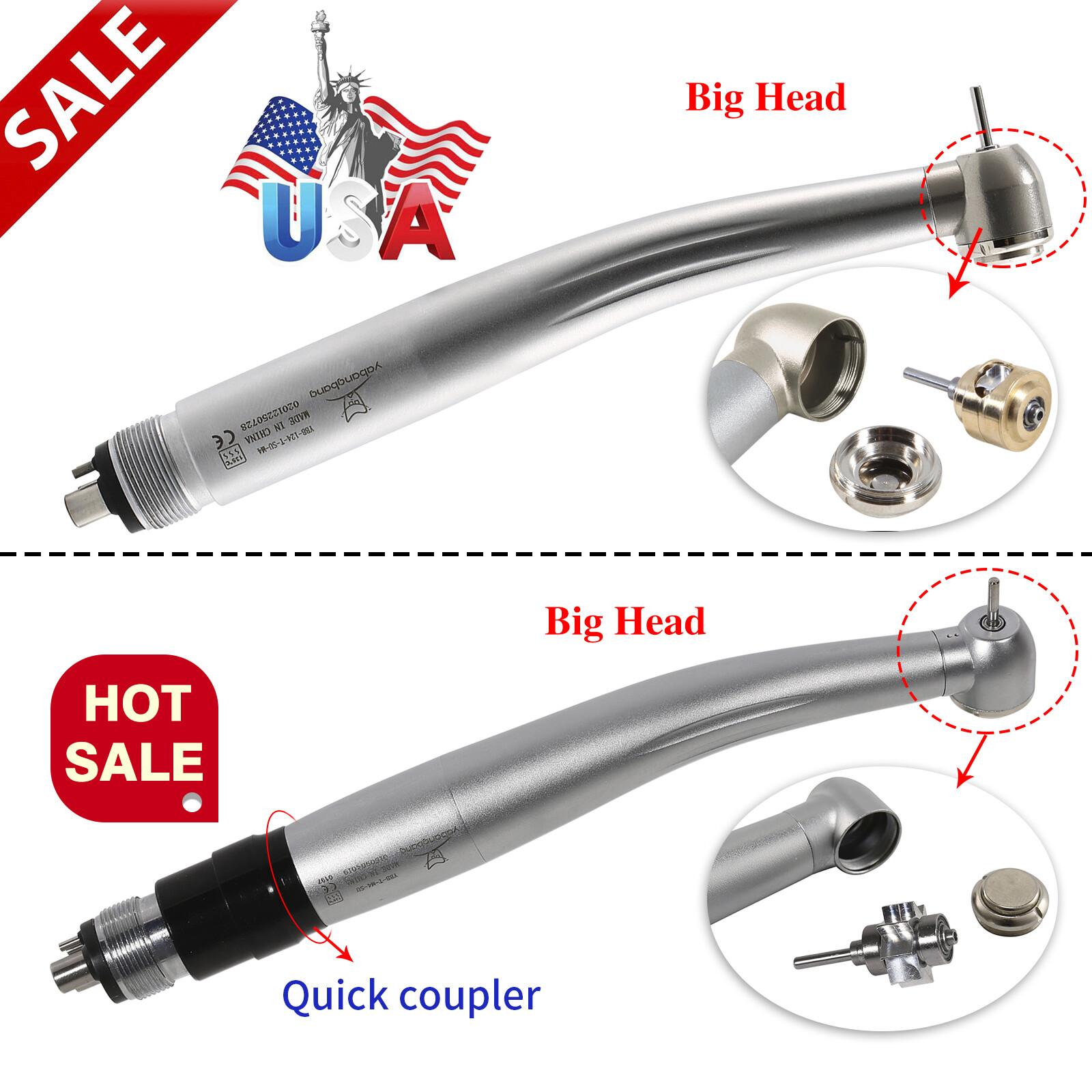 Dental High Speed Turbine Handpiece Large Head / QD-J Coupling 4 Hole for NSK ds