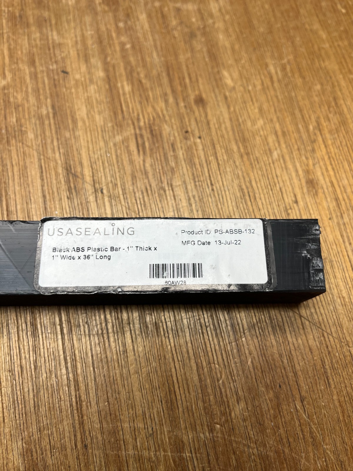 1″ Square X 11-3/4″ Black ABS Plastic Square Bar Stock USA Sealing PS-ABSB-132
