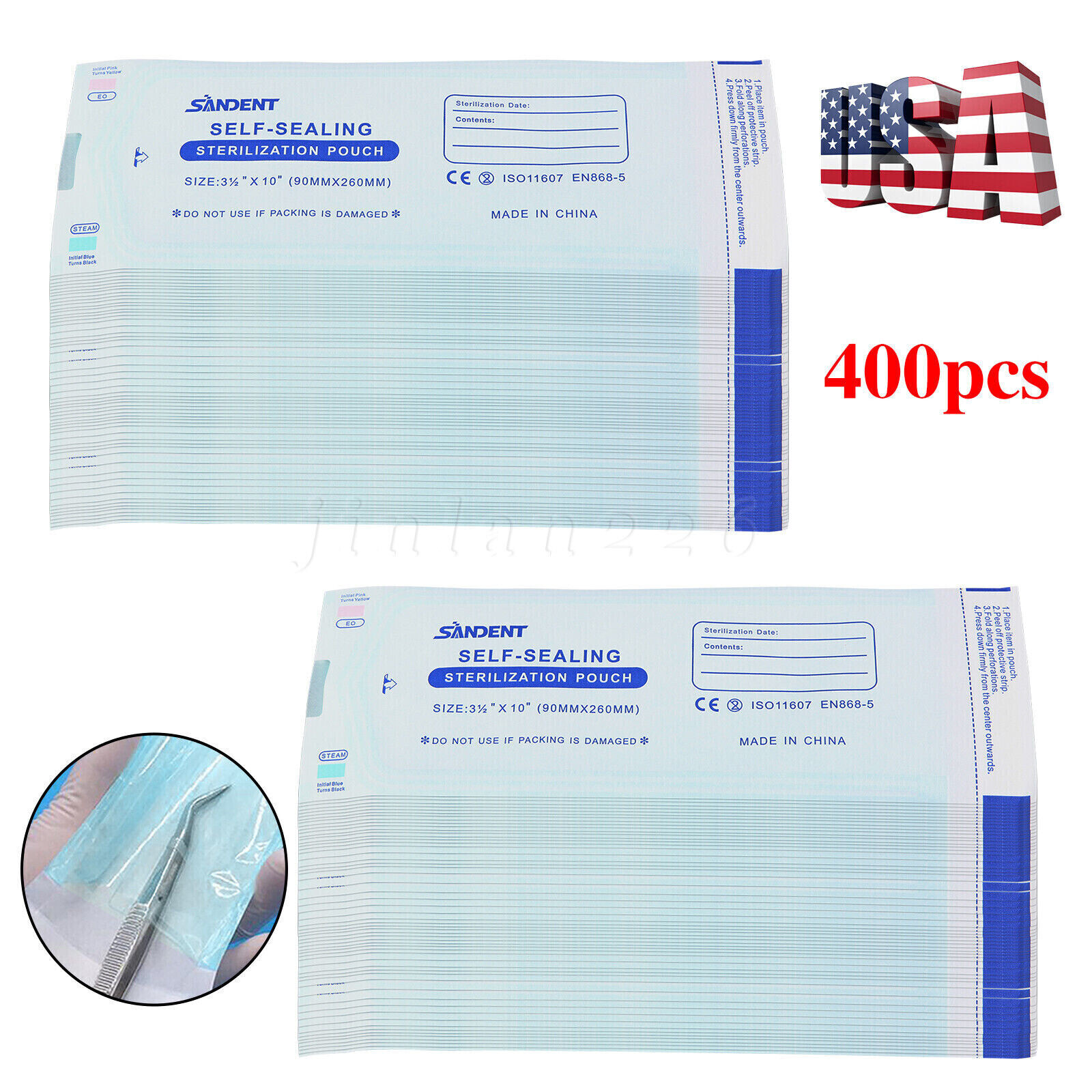 3.5″ X 10″ Self Sterilization Pouches Autoclave Pouch, Sterilizer Bags Dental US