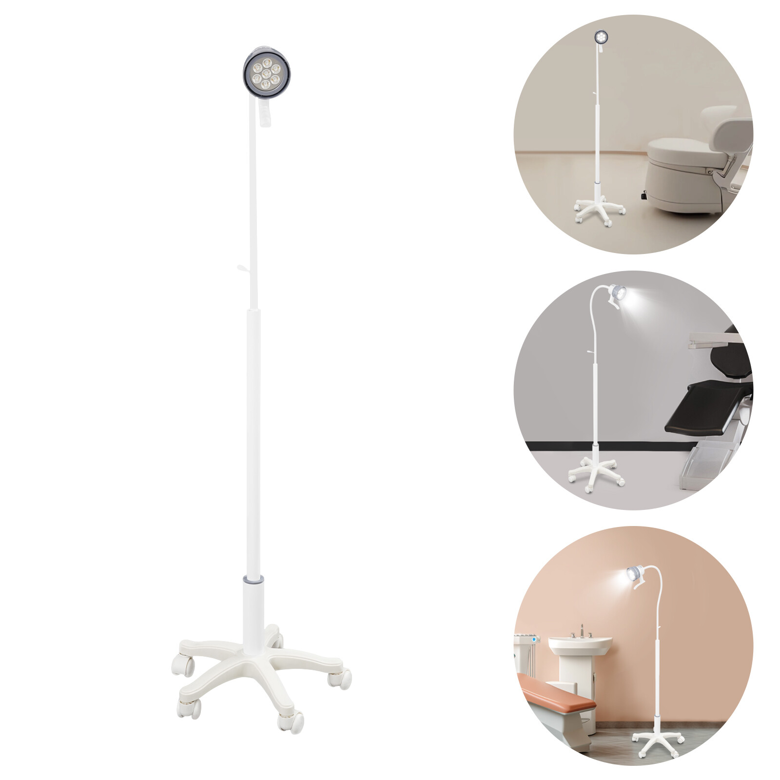 12W Mobile Dental Surgical Exam Lamp LED Examination Light W/ Wheels Floor Stand