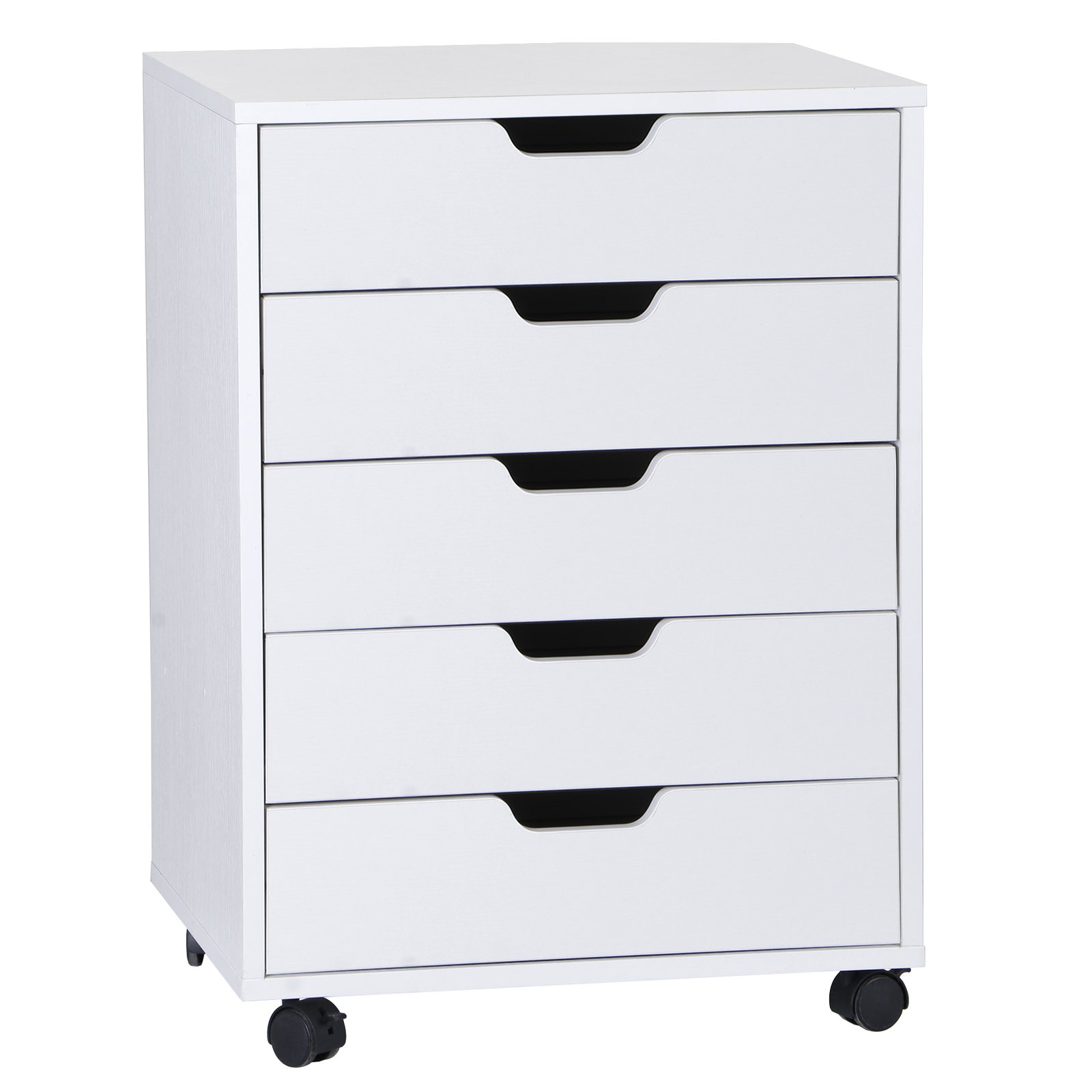 5 Drawer Dresser Rolling Clothing Storage Chest Beside Wall Mobile Store Clothes
