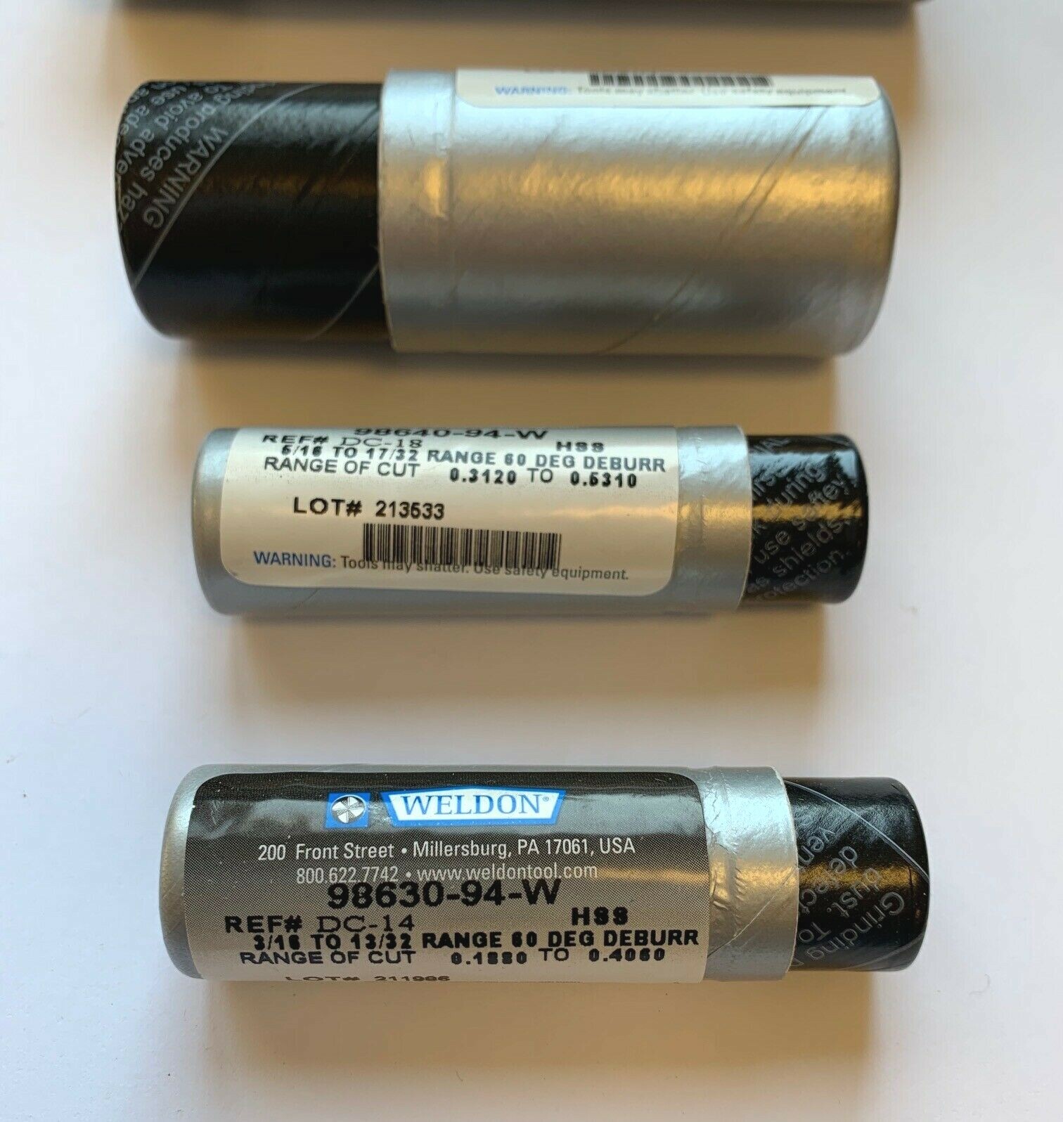 WELDON 60 DB 6 PC 60 DEG ZERO FLUTE COUNTERSINK & DEBURRING SET – USA