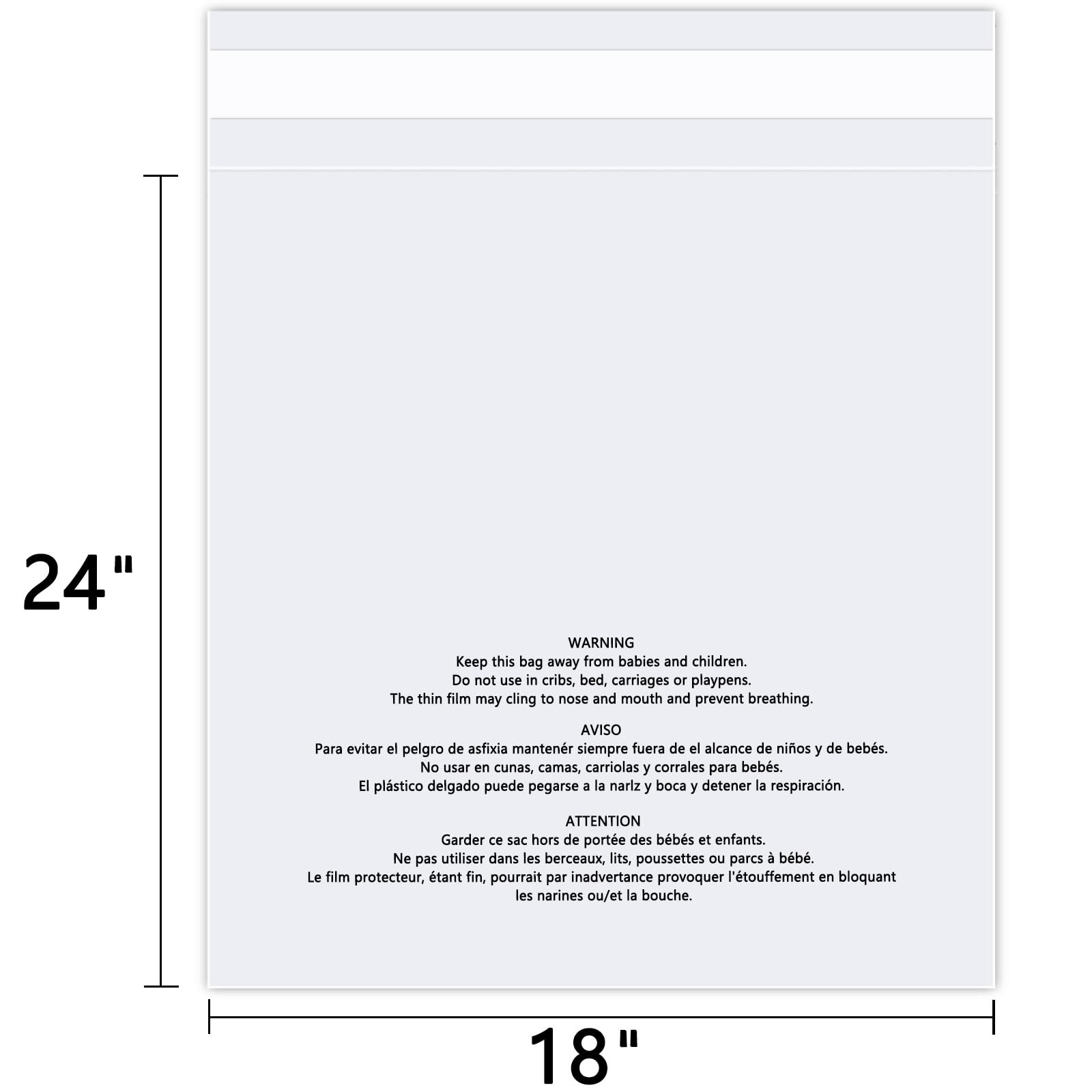 WEPOLY 18×24 Clear Self-Seal Poly Bags 200 Count for Shirts Clothing FBA
