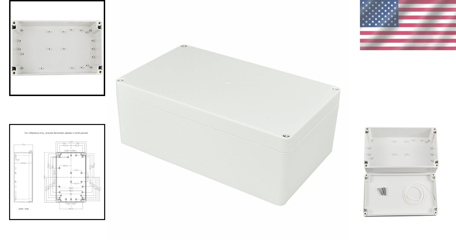 Sleek White Waterproof Junction Project Box – 7.87″x4.72″x2.95″ for Electronics