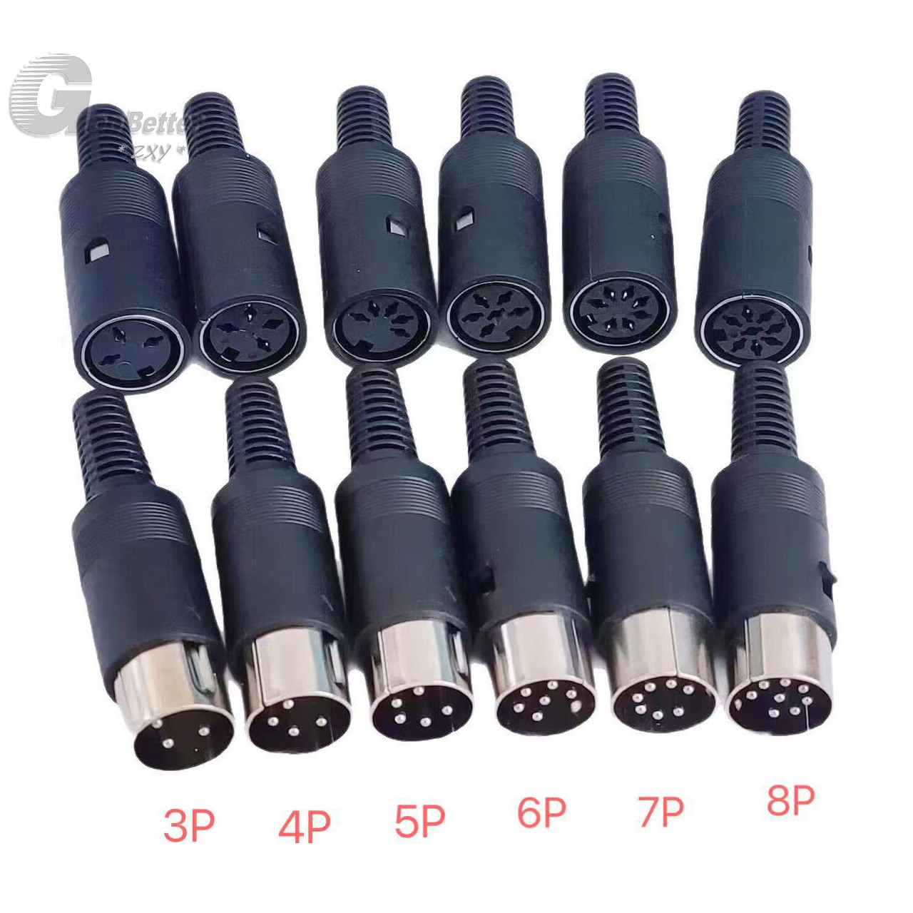 DIN 3 4 5 6 7 8 Pin Male Female Plug Solder Connector Female Socket Panel Mount