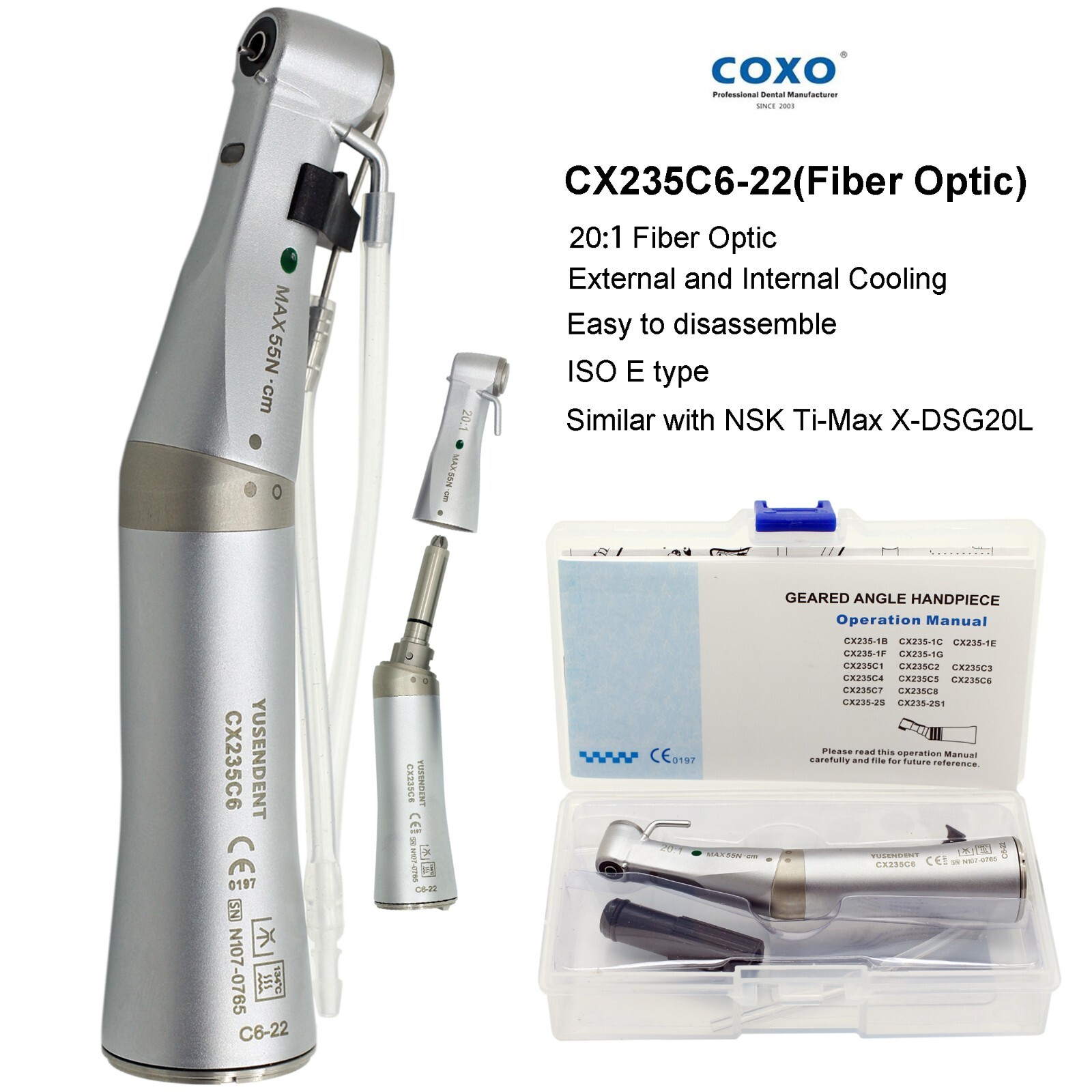 COXO Dental Implant Handpiece 20:1 32:1 Surgical Contra Angle Fiber LED NSK Kavo