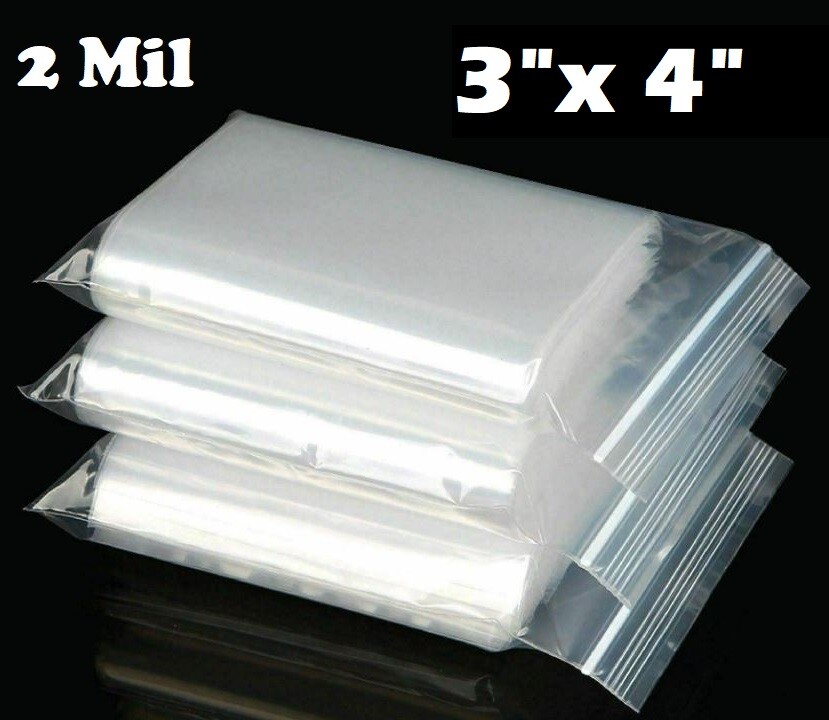 3″x 4″ Clear Reclosable Top Lock Zip Seal Bags Plastic 2 Mil Jewelry Plastic