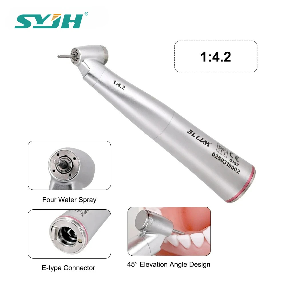 Dental 1:1/1:4.2 /1:5 Contra Angle Fiber Optic LED Low Speed Handpiece New