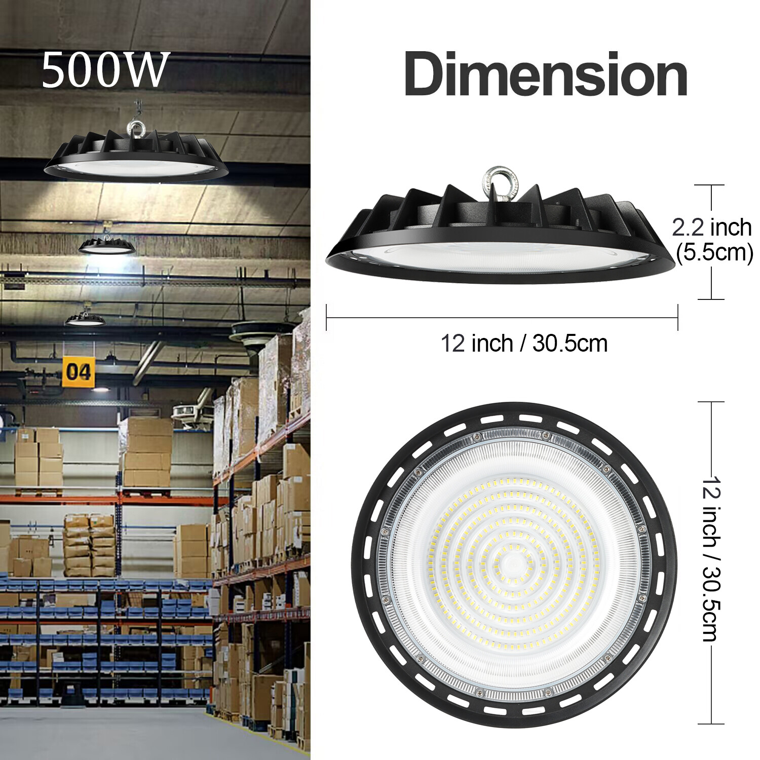 500W UFO Led High Bay Light Commercial Industrial Factory Warehouse Light 5000K