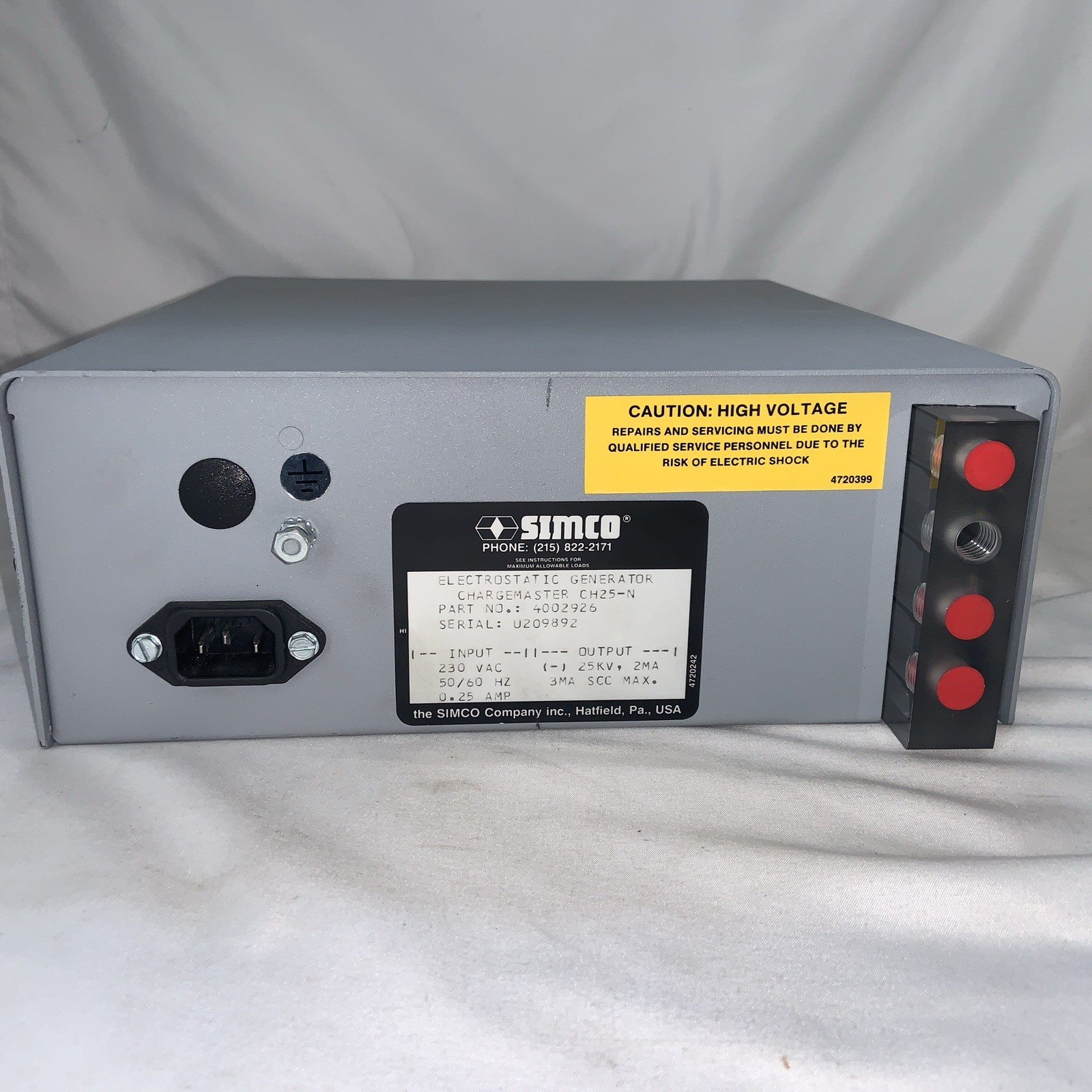 SIMCO CHARGEMASTER Electrostatic Generator CH25-N/CH25-P 230VAC 50/60HZ (2)
