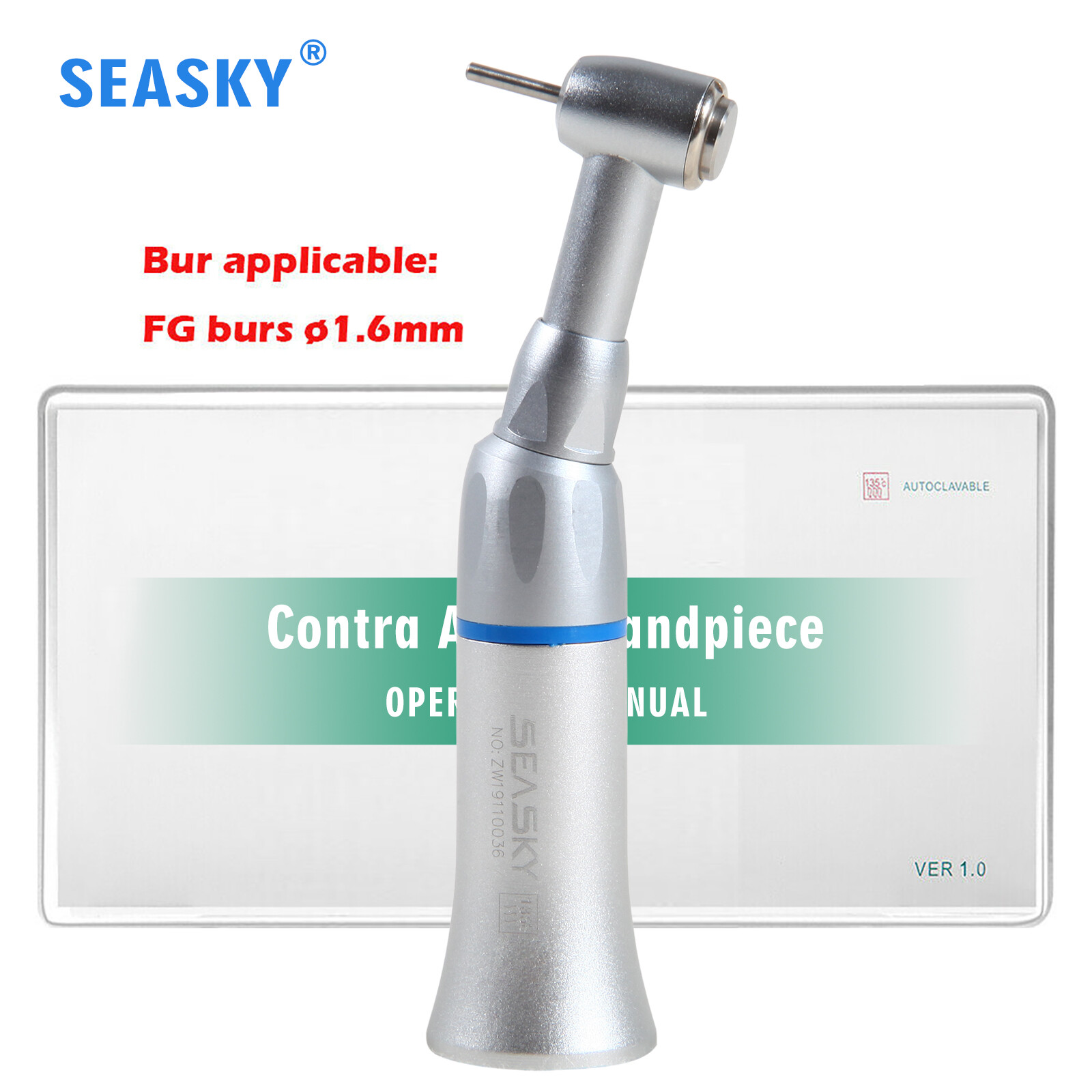 NSK Style Dental Slow/Low Speed Push Contra Angle Handpiece Fit FG 1.6mm Burs