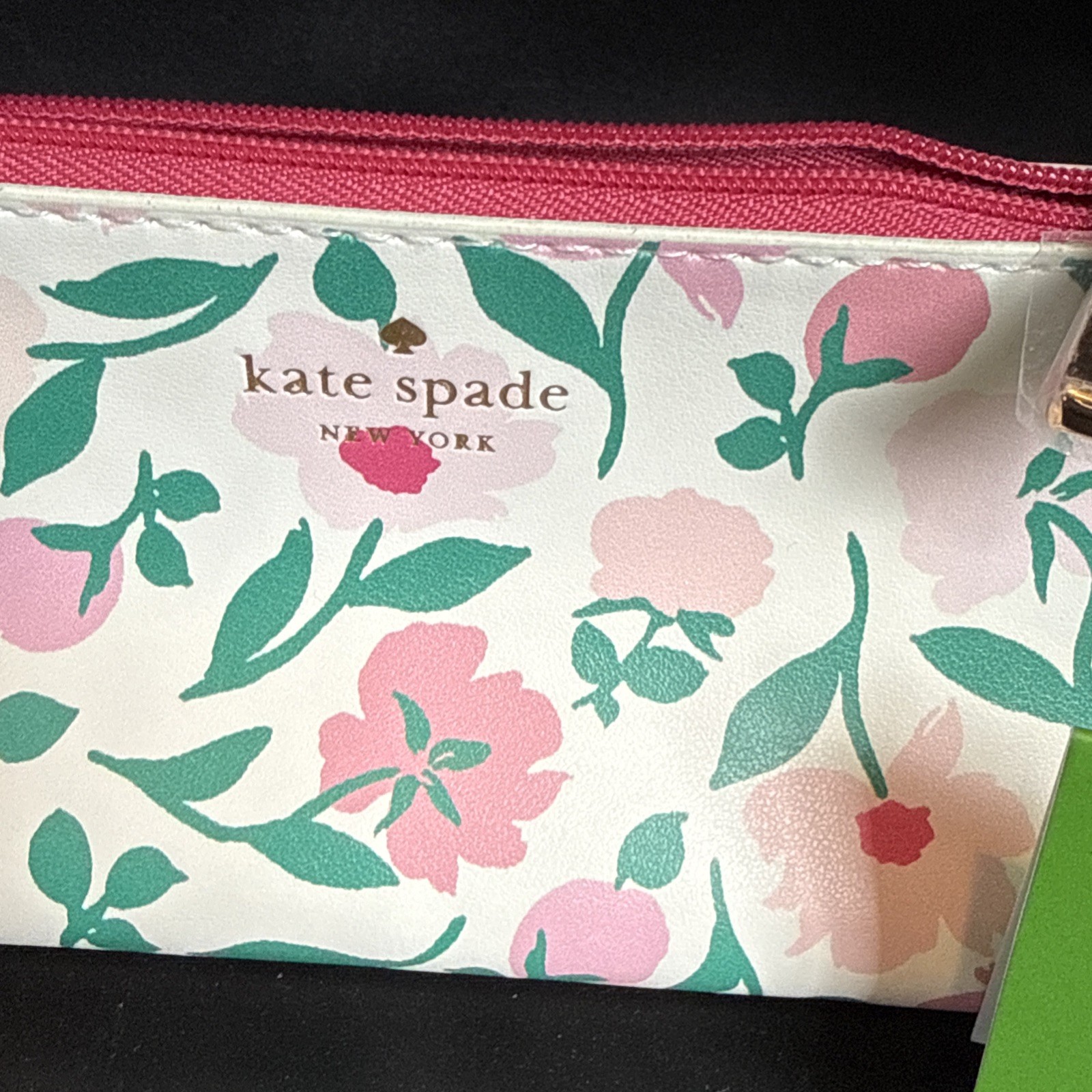 Kate Spade Pencil Pouch Cosmetic Case Travel Bag Faux Leather With Accessories