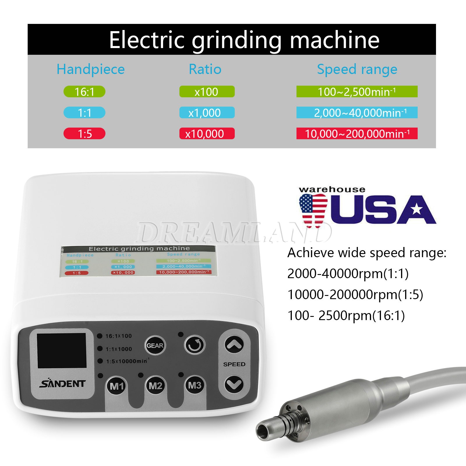 Dental Brushless Electric Micromotor /+1:5 1:4.2 LED Fiber Optic Contra Angle MN