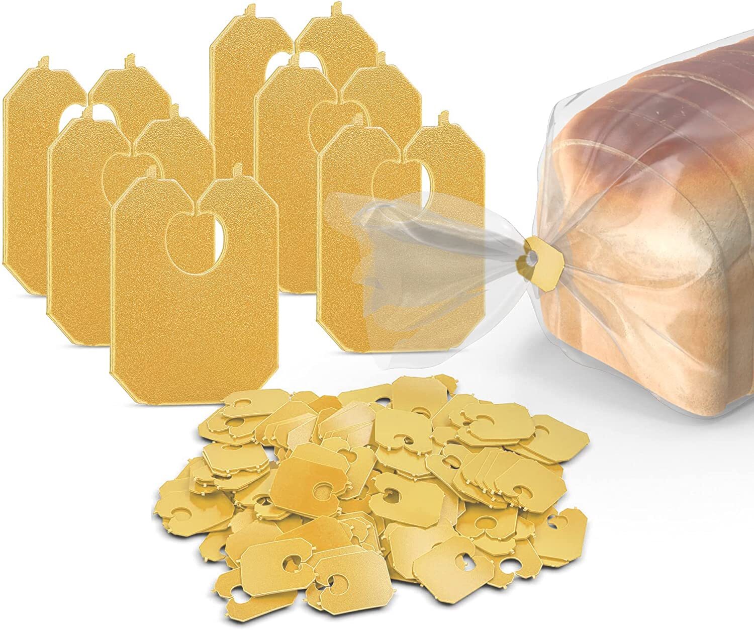 MT Products Yellow Disposable Plastic Chip and Bread Bag Clips – Pack of 100