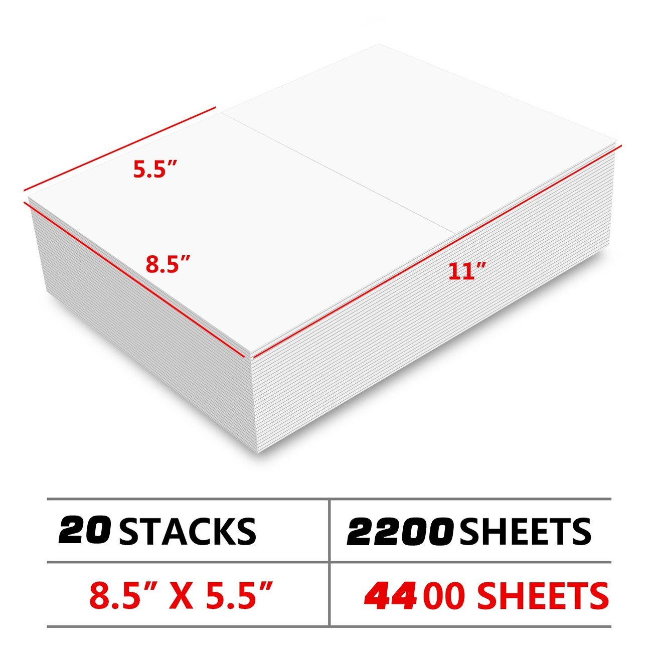 200-11000 Half Sheet Address Shipping Labels Blank Page 8.5 x 5.5 Self Adhesive