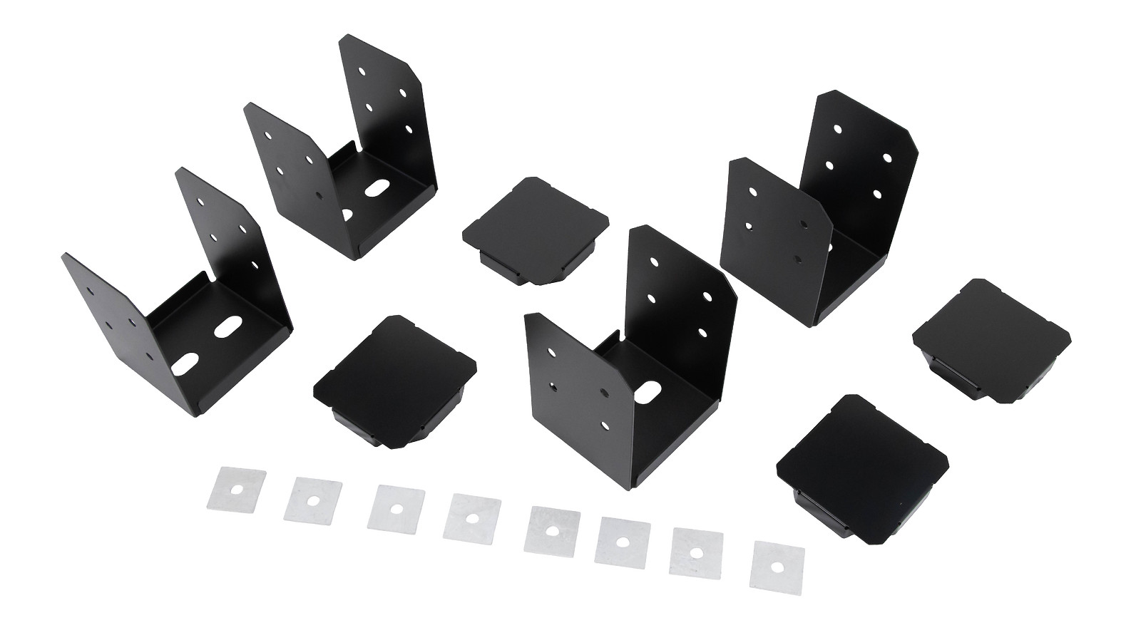 4PACK 8×8 Post Base Bracket for Pergola, Black Powder Coated Steel with Standoff