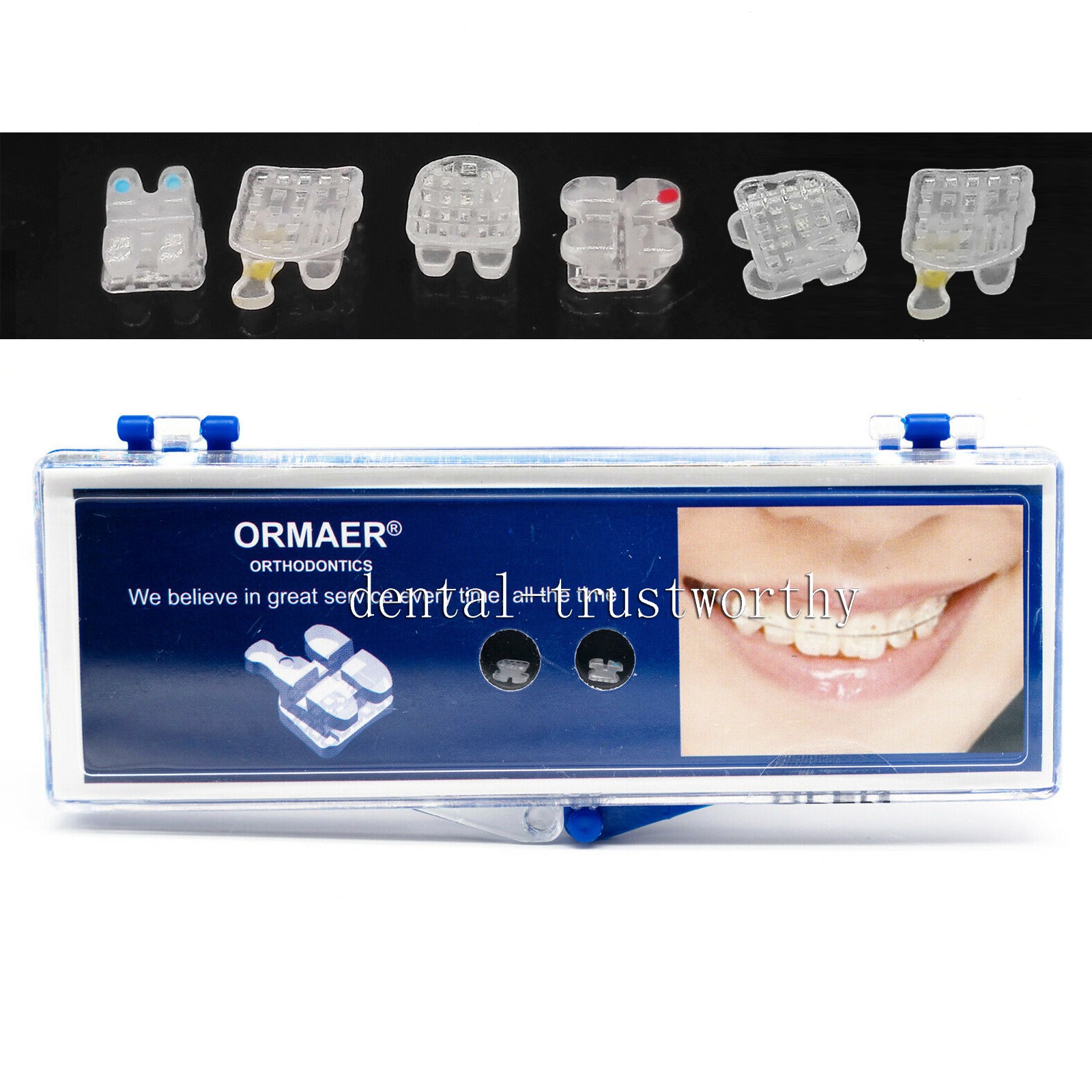 ORMAER Dental orthodontic ceramic bracket brace mini Roth/MBT 022 345 hook 20pcs