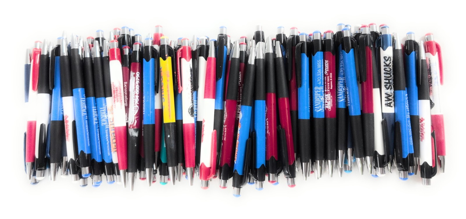 100ct Bulk Lot Misprint Rubber Grip Click Pens MARDI GRAS Hub Pen: MULTI COLOR