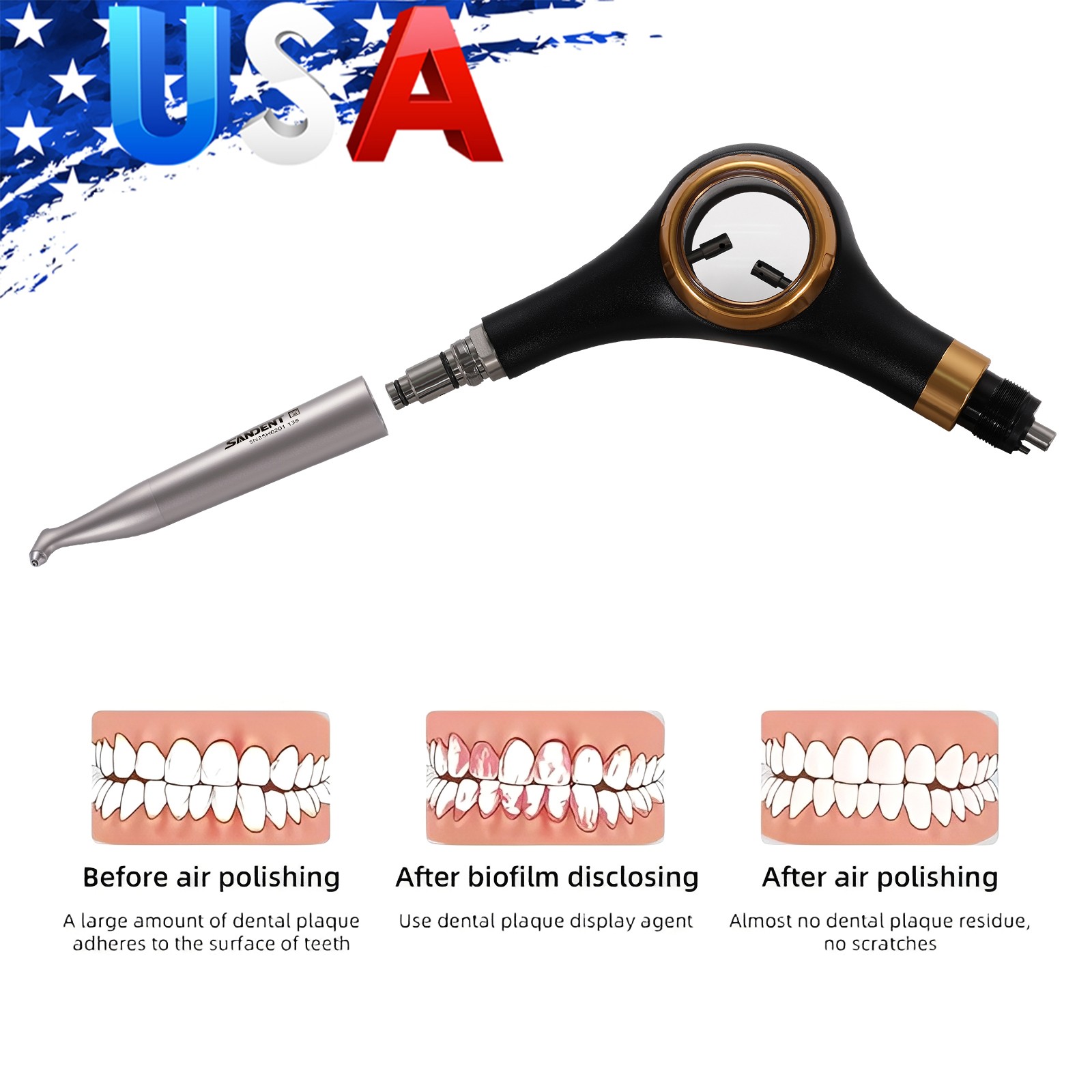 NSK Style Dental Low Slow Speed Contra Angle Handpiece Latch E-type YBB-Gold