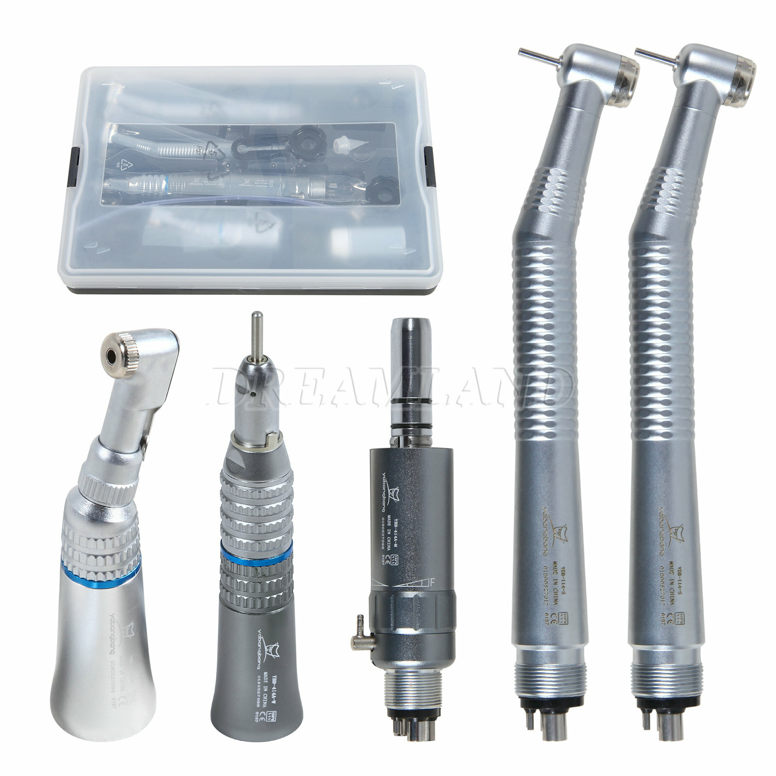 Dental High & Low Speed Handpiece Kit Contra Angle Air Mortor 1:1 Drive 2/4Hole