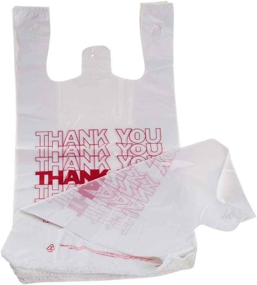 Durable White Plastic Shopping Bags – 100 Count, 15 Mic Reusable and Disposable