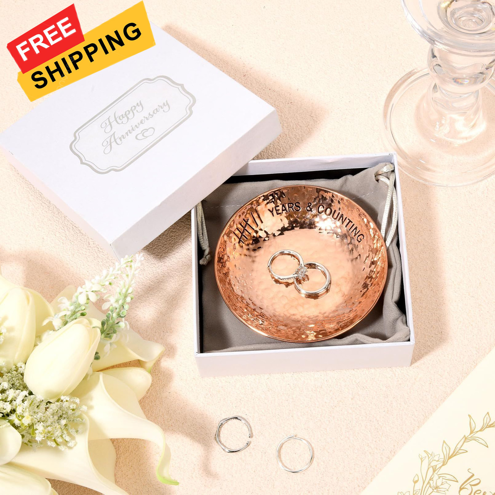 CEELGON 7th Wedding Anniversary Copper Gifts 4″ Engraved 4 Inch, 7 Years