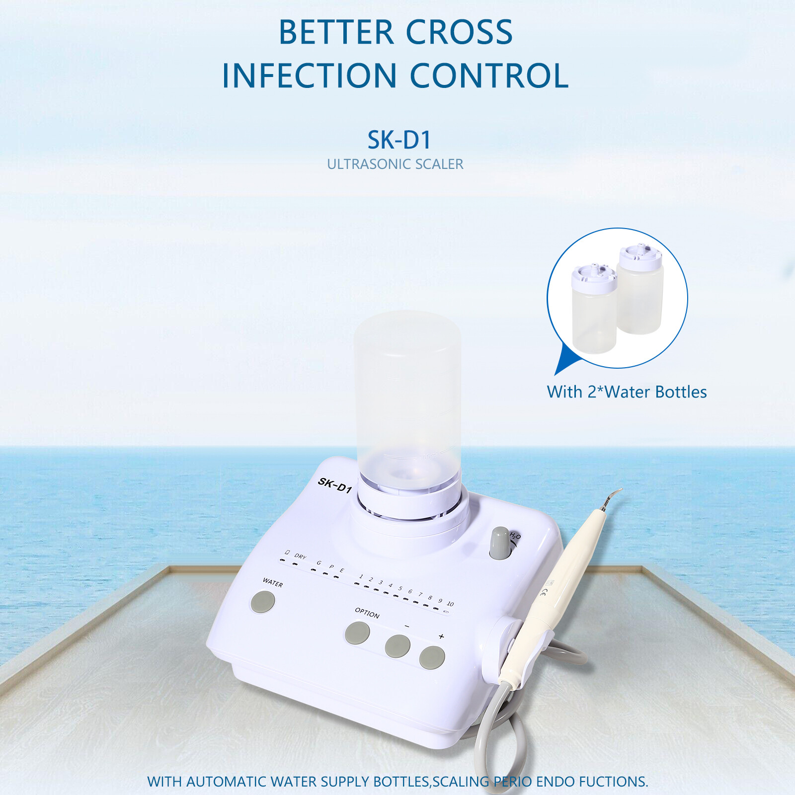 SK-D1 Dental Ultrasonic Piezo Scaler Unit w/2*Bottles 5*Tips For DTE SATELEC UPS