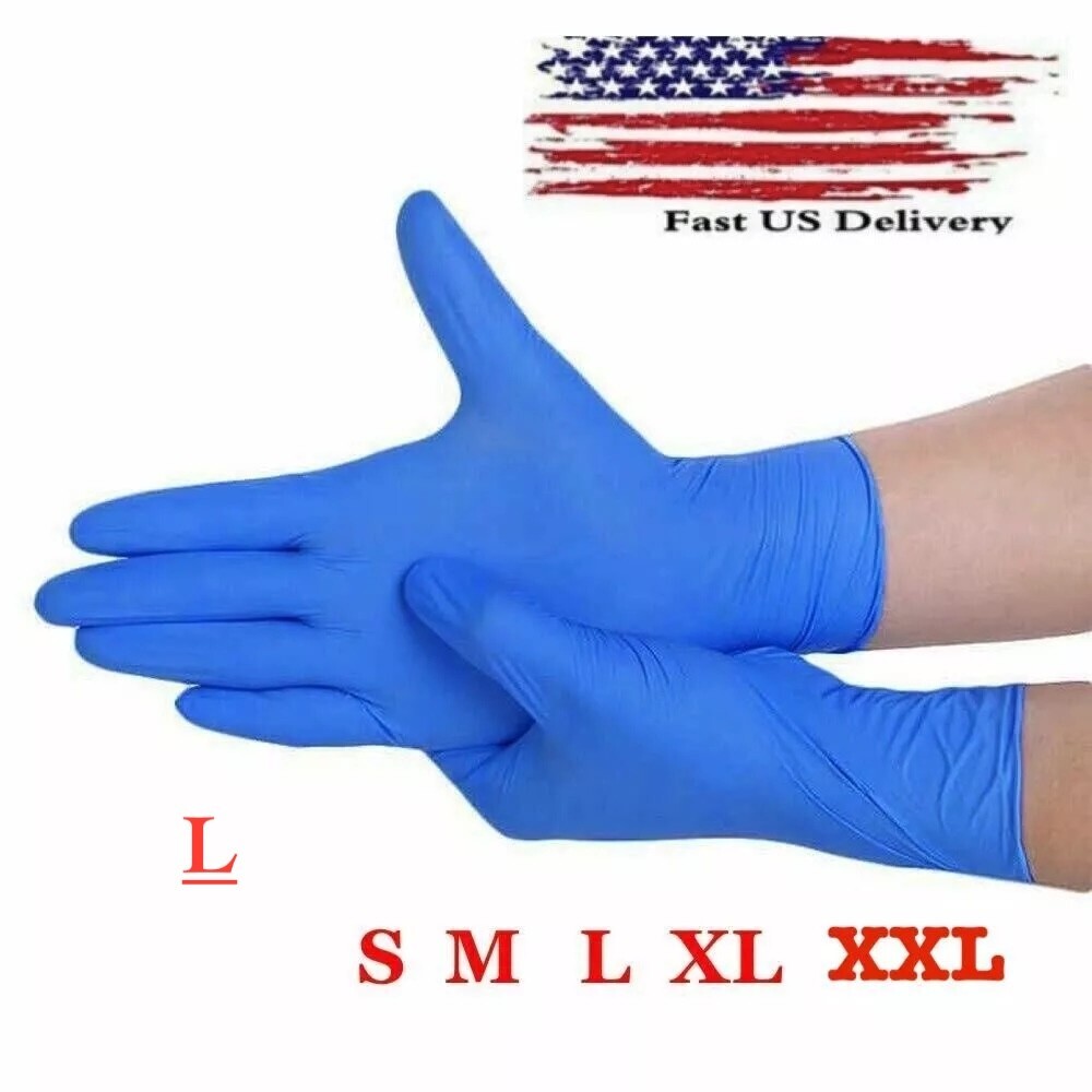BLUE Nitrile Exam Glove 4 Mil Latex&Powder Free S/M/ L/ XL Size 1000 Pcs Gloves