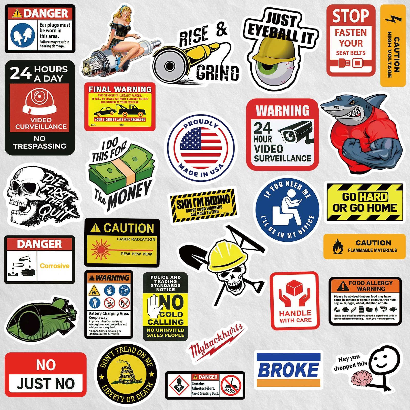 160 Funny Blue Collar Stickers for Adult Men’s Hard Hats & Tools – Great Gifts