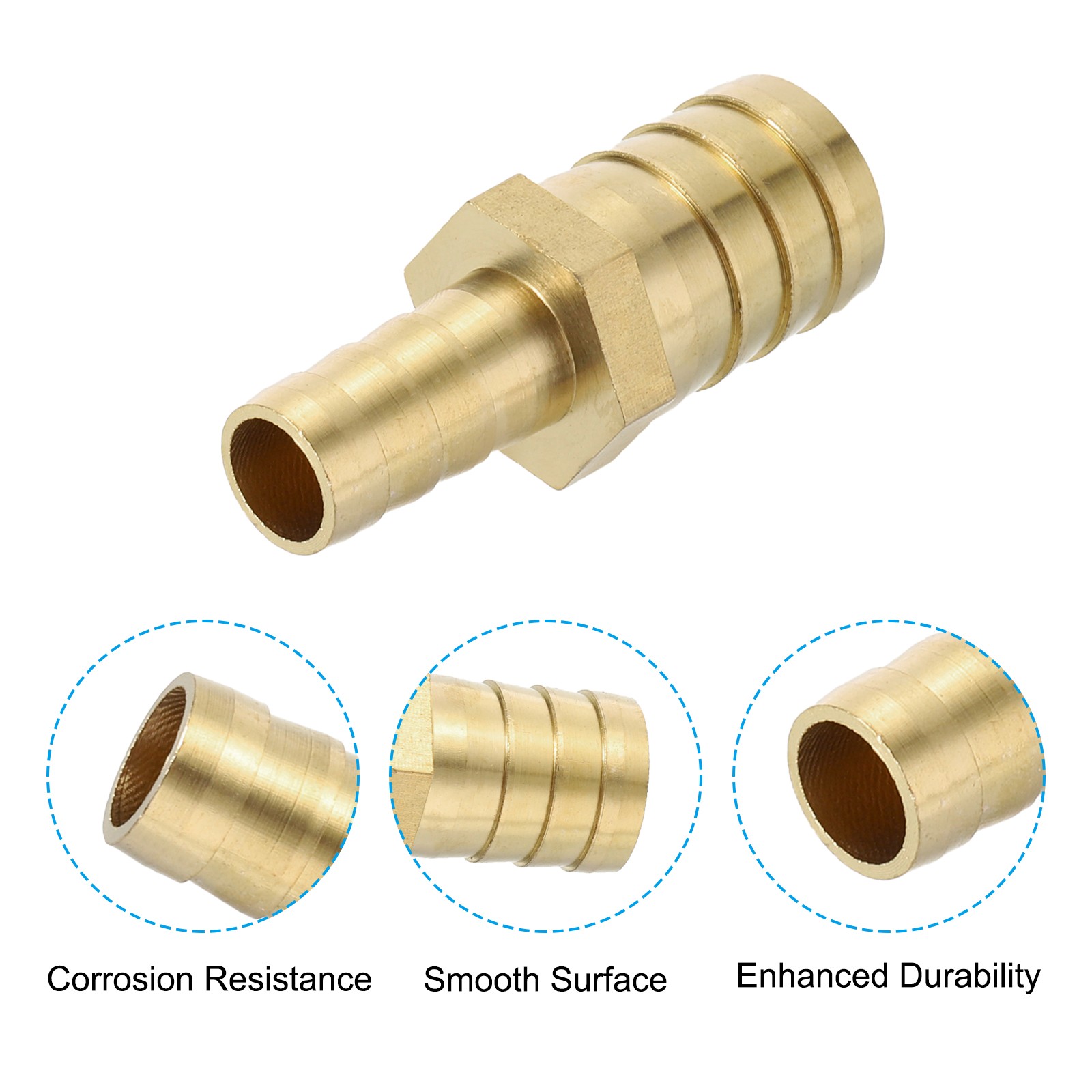 2 Pack 1/2″ to 3/4″ Brass Hose Barb Reducer with 4 Clamps