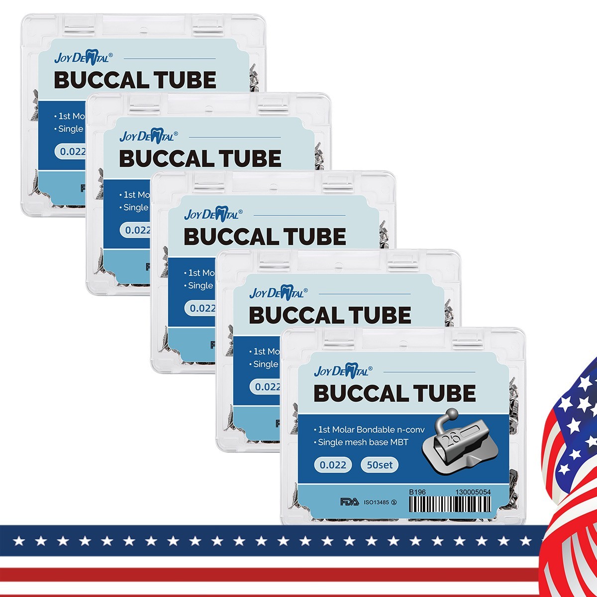 200pcs Dental Ortho Buccal Tubes 1st Molar MBT 022 Non-Conv Mesh Base Joydental