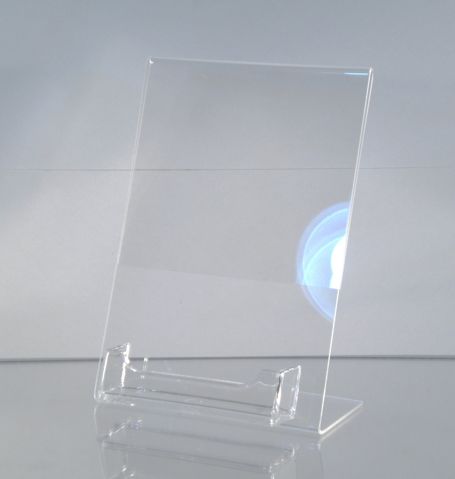 10 Acrylic 5″ x 7″ Slanted Picture Frame Holders with Business Card Holder