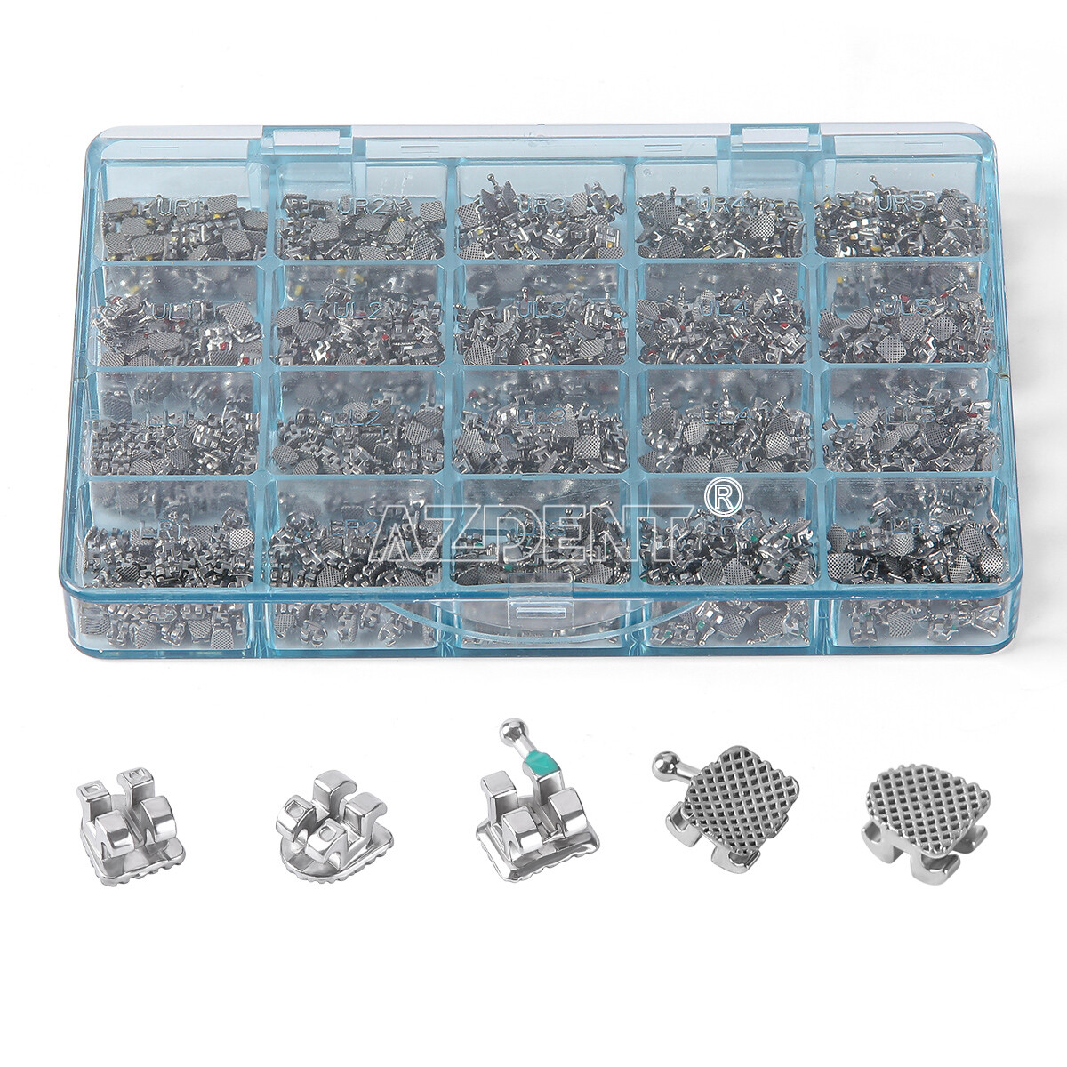 AZDENT Dental Orthodontic MIM Monoblock Brackets Brace MBT/Roth Hooks Mini 345