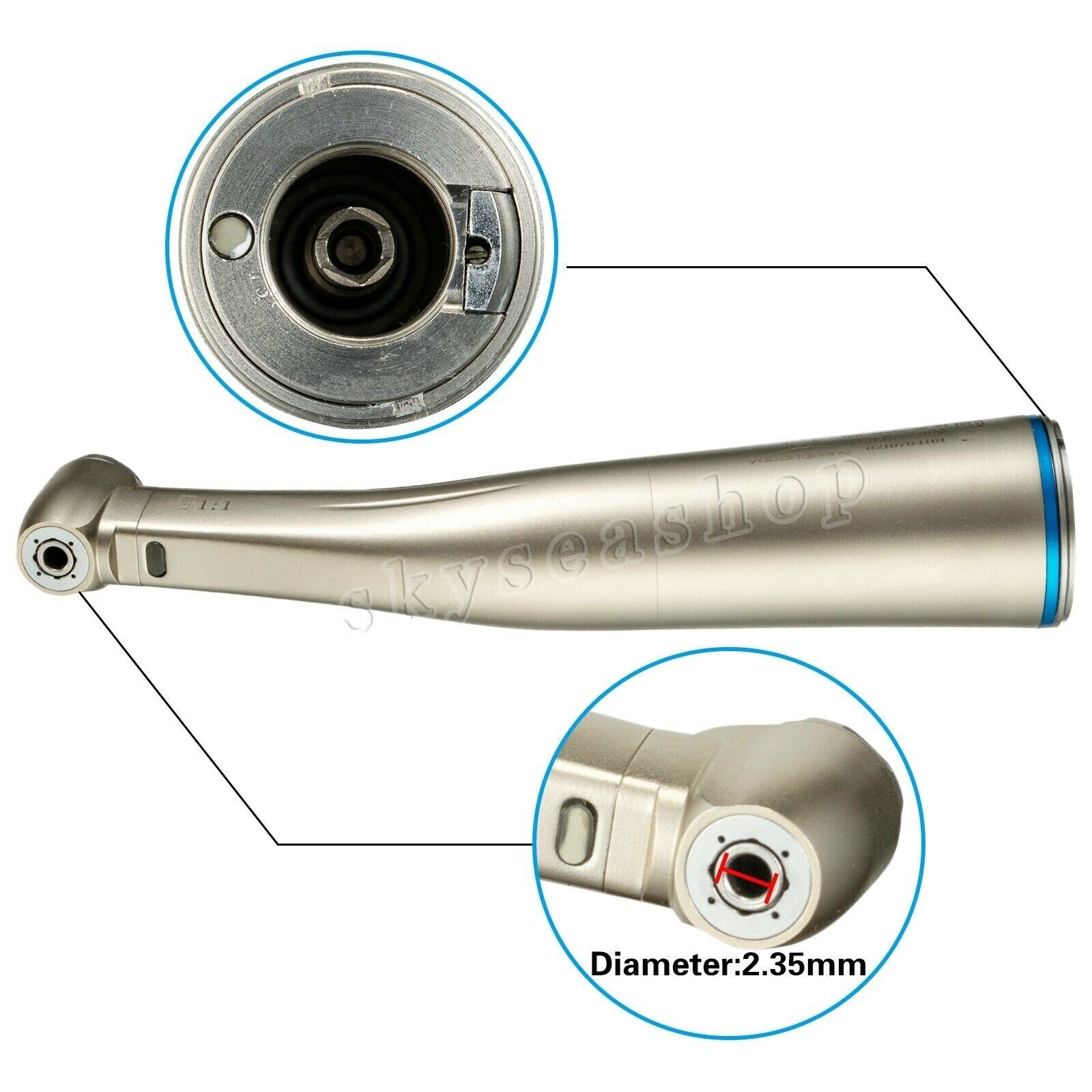 Dental Contra Angle Handpiece 1:1 LED Fiber Optic Low Speed φ2.35mm NSK Style