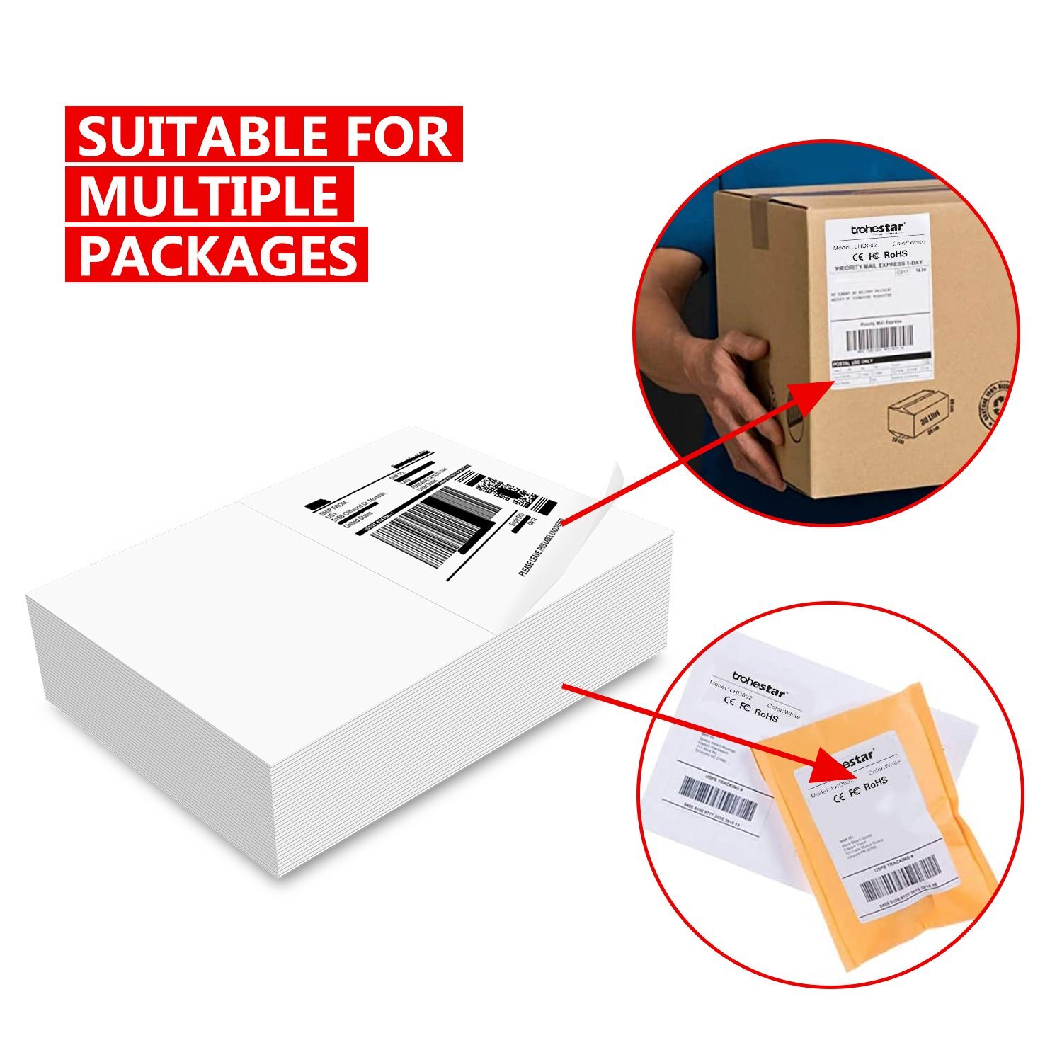 1000-4000 Premium 8.5X 5.5″ Half Sheet Self Adhesive Shipping Labels 2 Per Sheet
