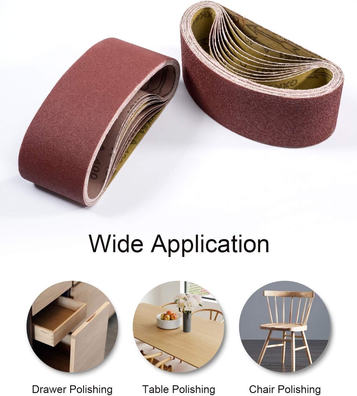54 PCS 3 x 18 in AO Sanding Belts 40/60/80/120/150/180/240/320/400 Assorted Grit