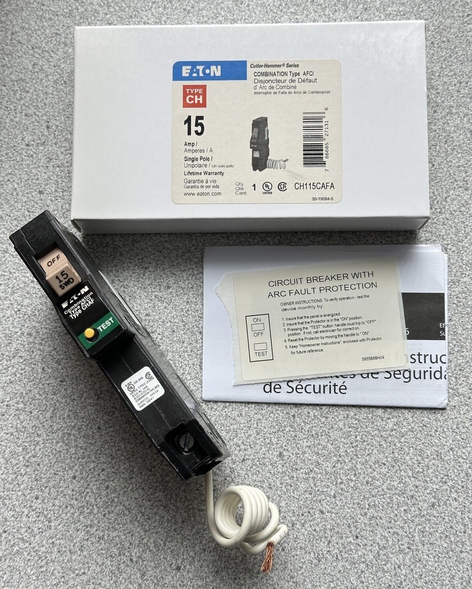 NEW in Box EATON CH115CAFA 15 AMP Combination Type AFCI Circuit Breaker 120V