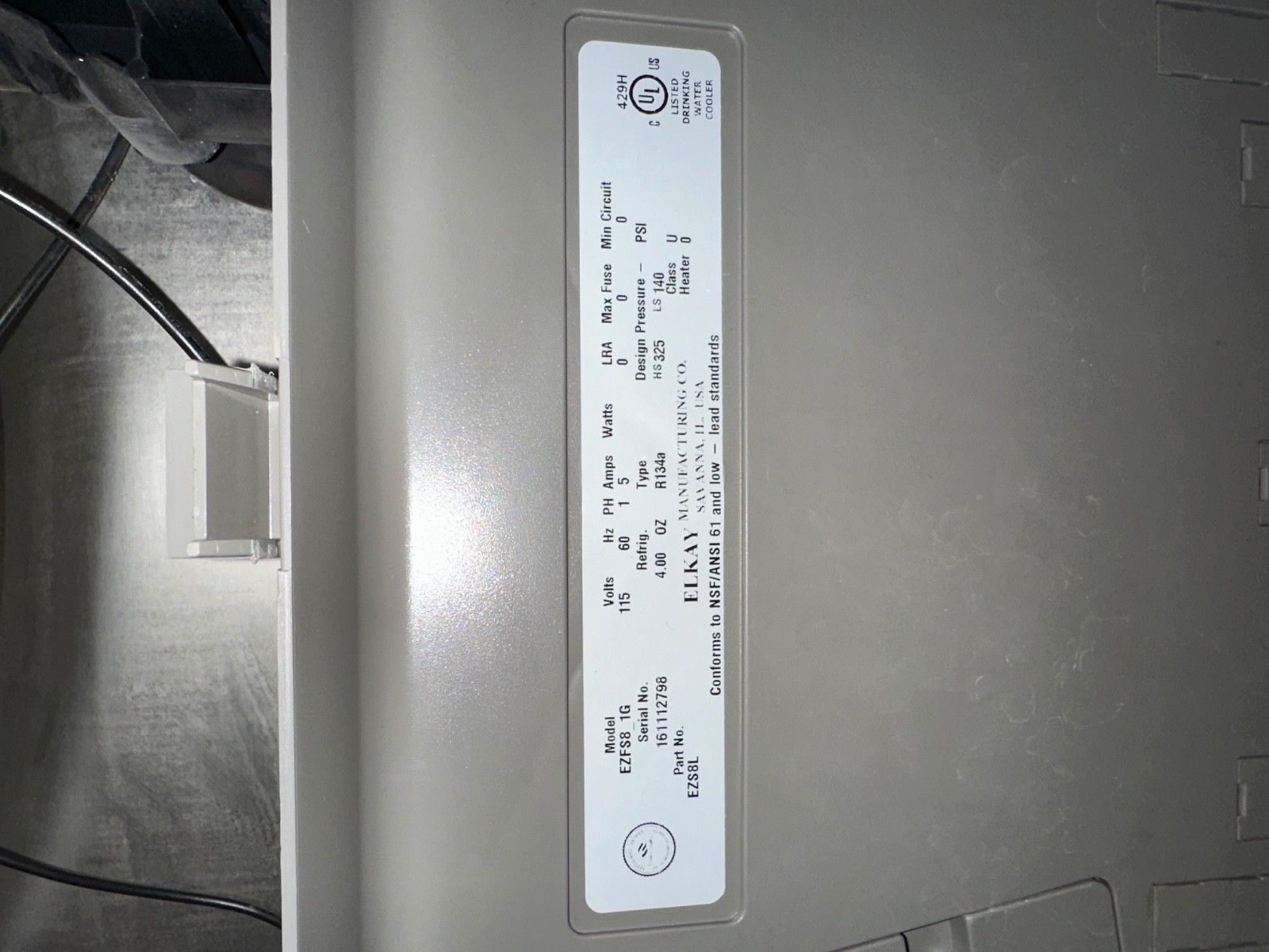 Elkay Wall Mount ADA Cooler Non-filtered Refrigerated Light Gray Granite
