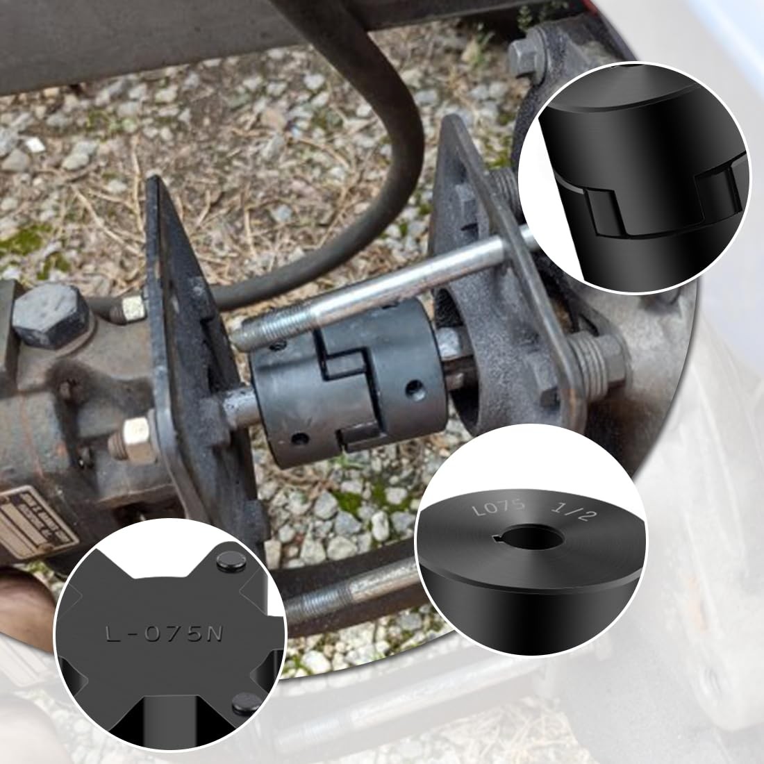 1/2″ to 3/4″ L075 Flexible 3-Piece L-Jaw Coupling Coupler Set & Rubber Spider…