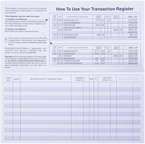 24 PCS Check Registers for Personal Checkbook Easy to Read Transaction Ledgers