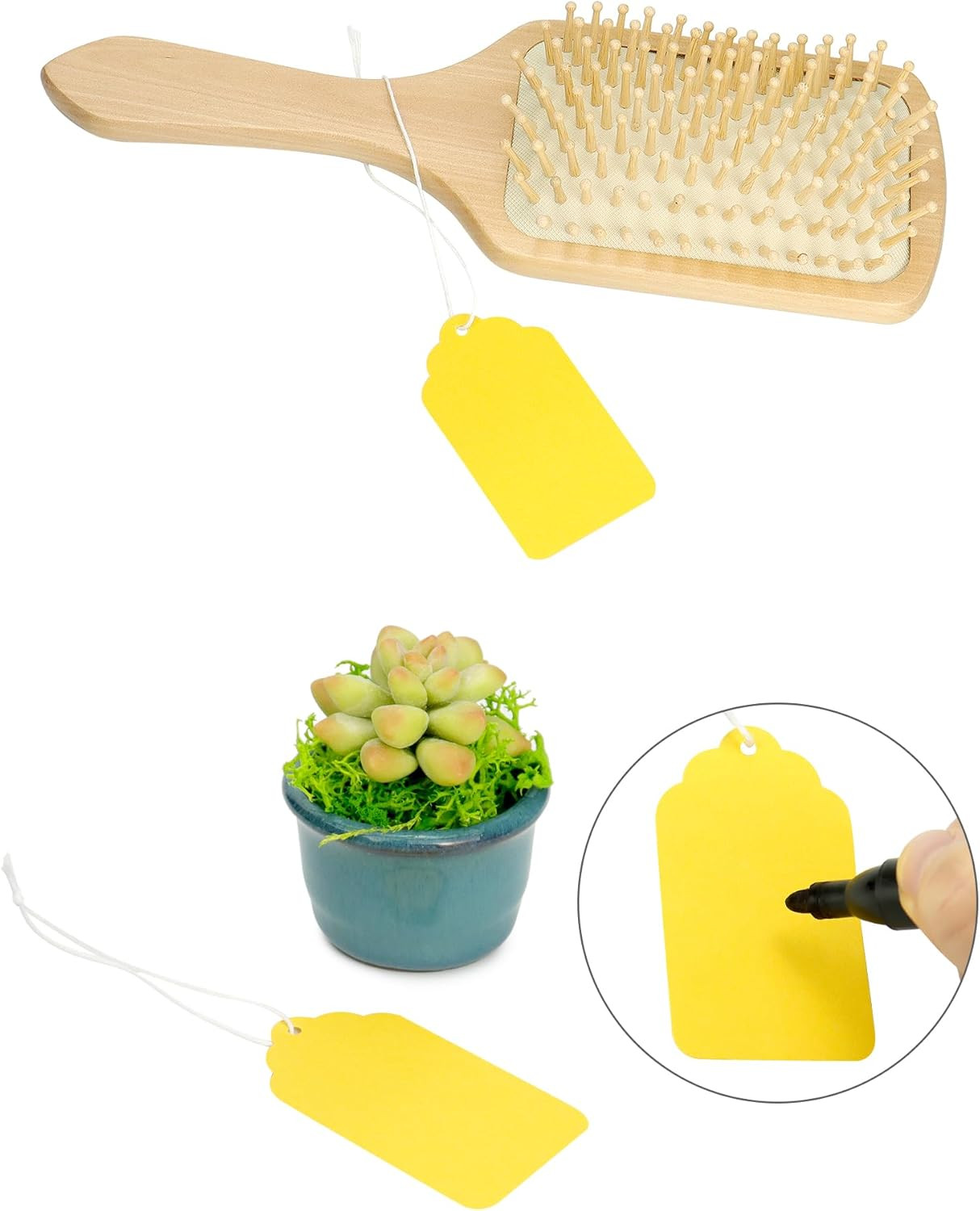 Price Tags, 500 Pcs Yellow Paper Gift Tags with String, 2.76″ X 1.69″ Blank Mark