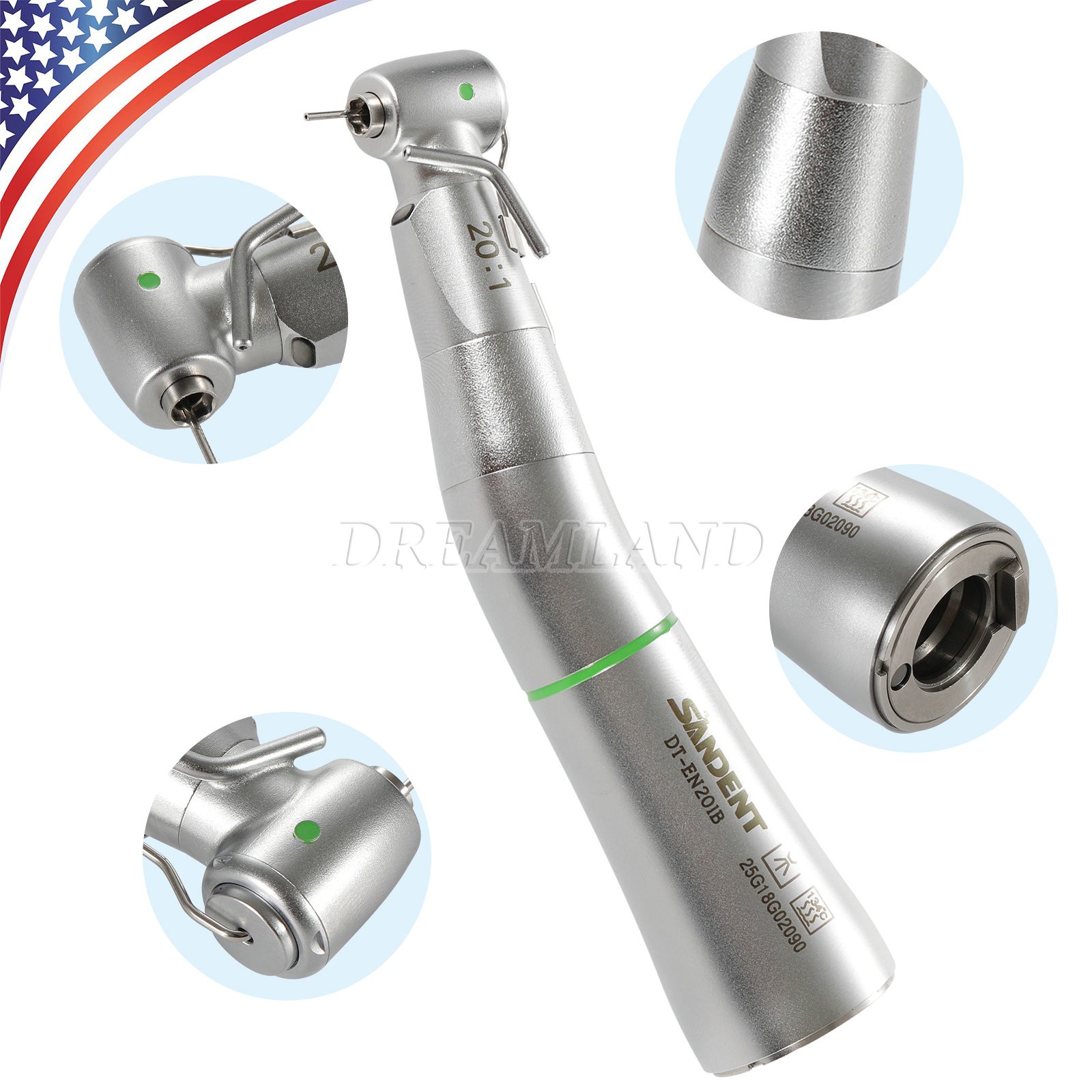Dental Implant Handpiece 20:1 LED Contra Angle Fit Surgical Implant Motor