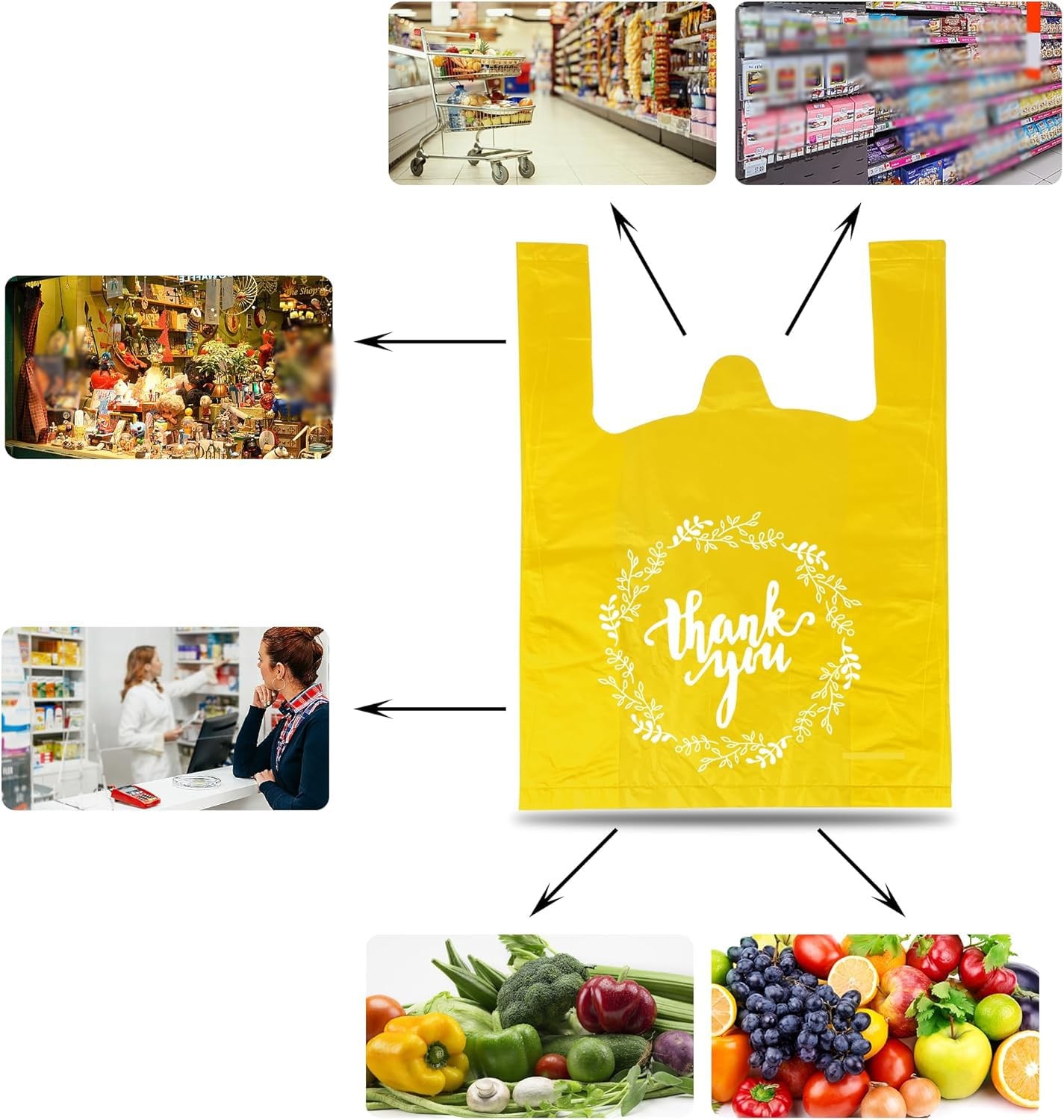 Thank You T-Shirt Bags Plastic Grocery Bag Bulk Shopping Bags Restaurant Bag …