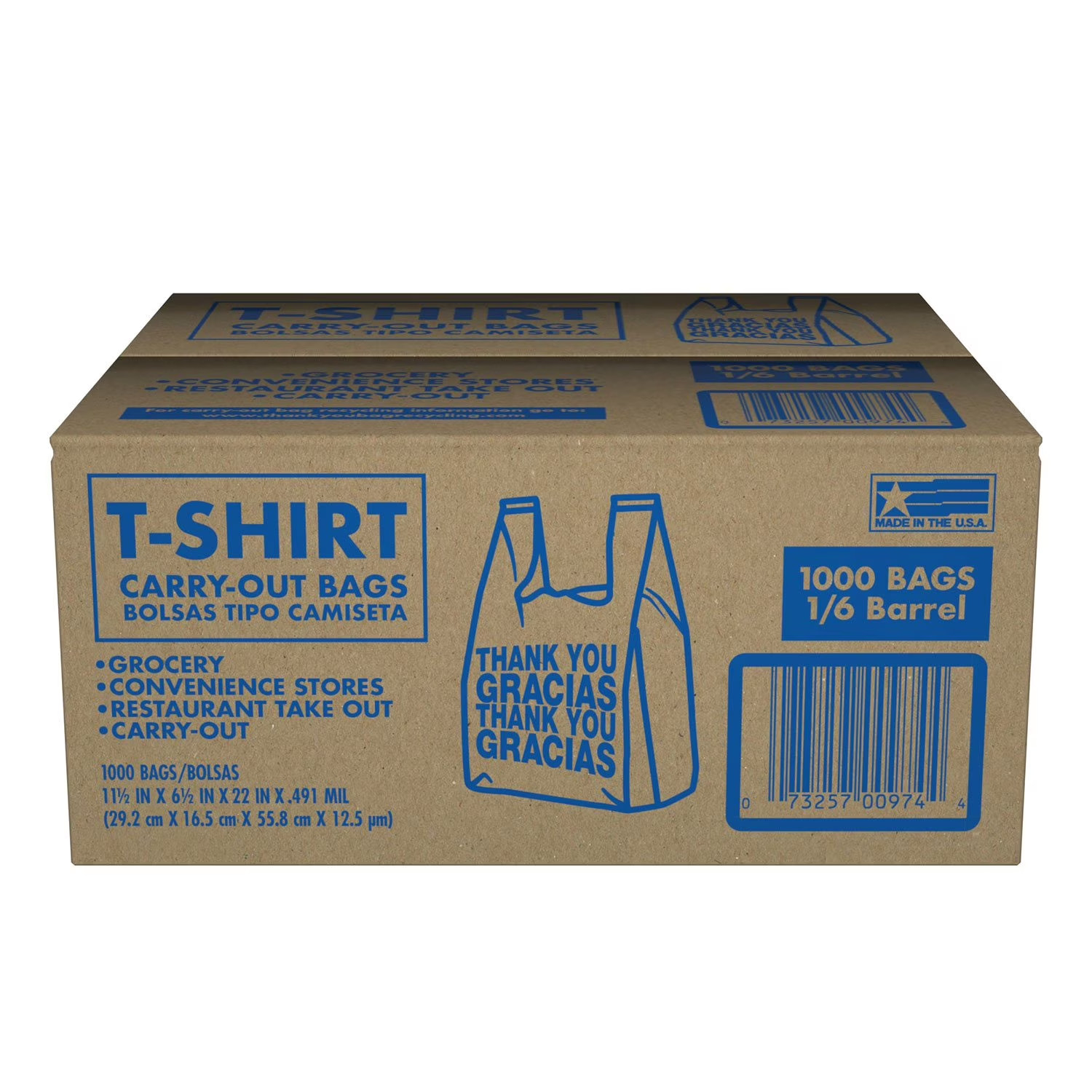 T-Shirt Carry-Out Bags, 11.5″ x 6.5″ x 22″ (1,000 ct.)